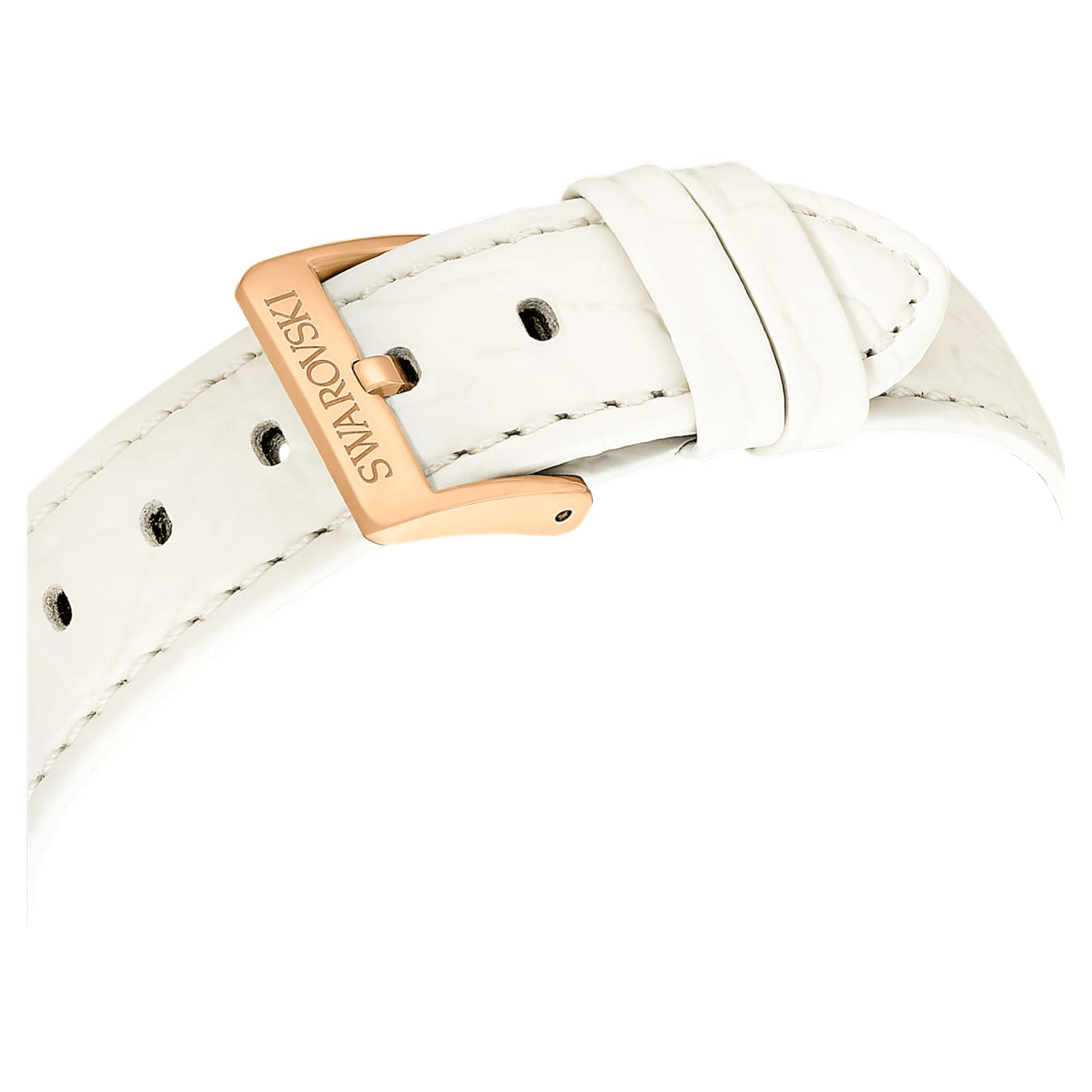 Octea Chrono Watch Swiss Made Leather Strap White Rose gold-tone finish -Swarovski