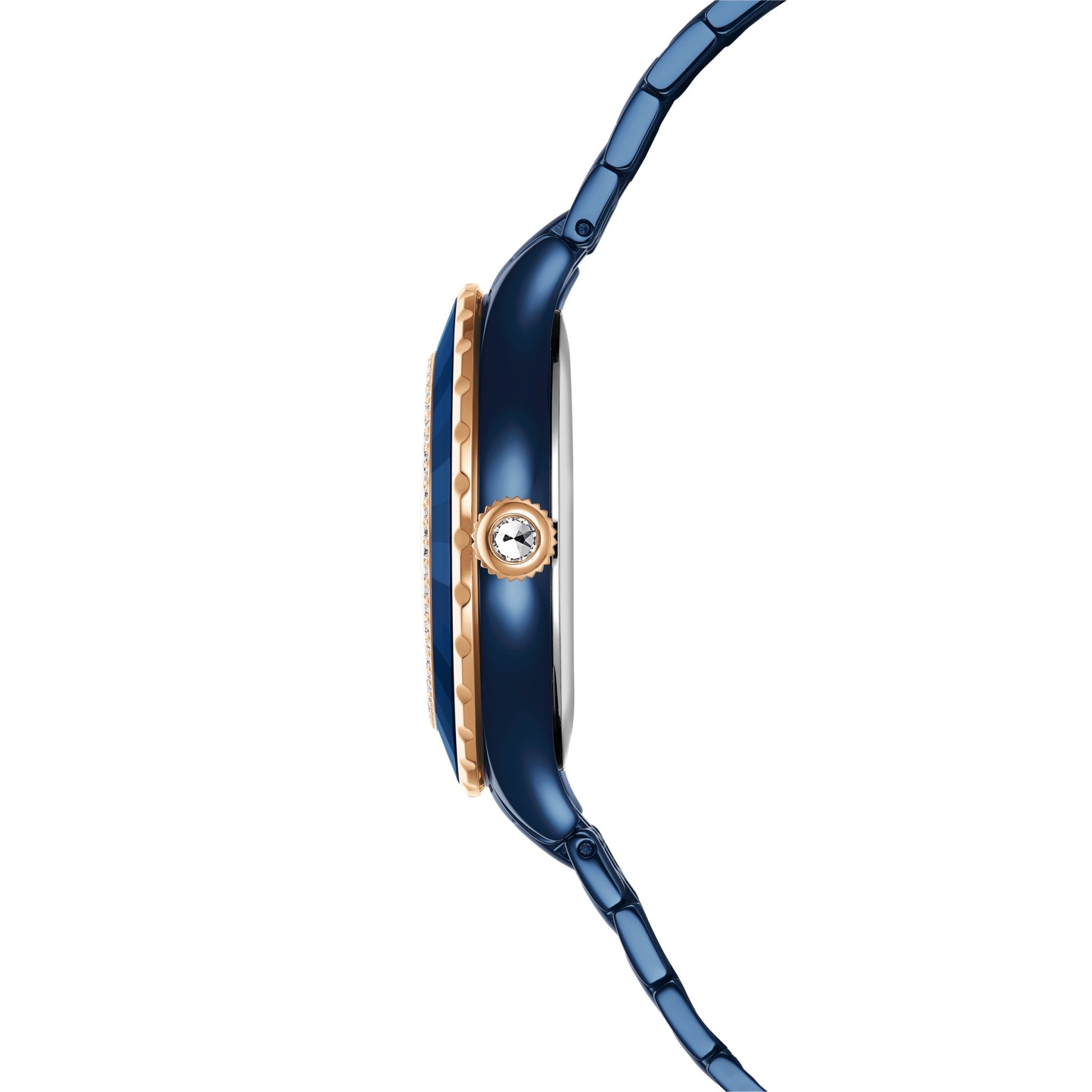 Octea moon watch, Swiss Made, Metal bracelet, Blue, Blue finish -Swarovski