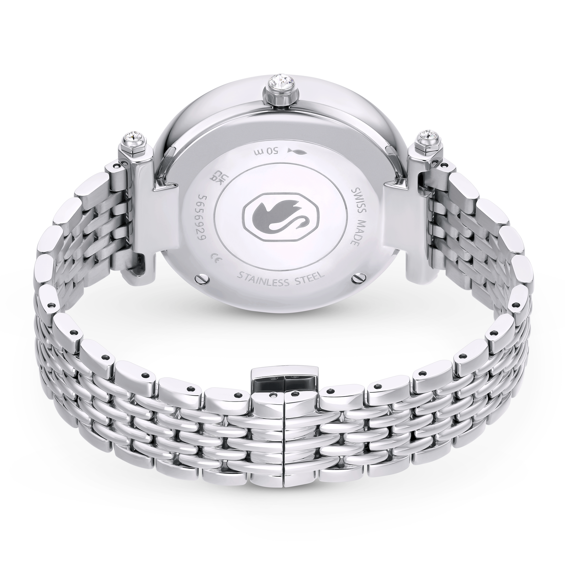 Swarovski Crystalline Wonder Swiss Made watch with silver-tone stainless steel metal bracelet and sparkling crystal accents