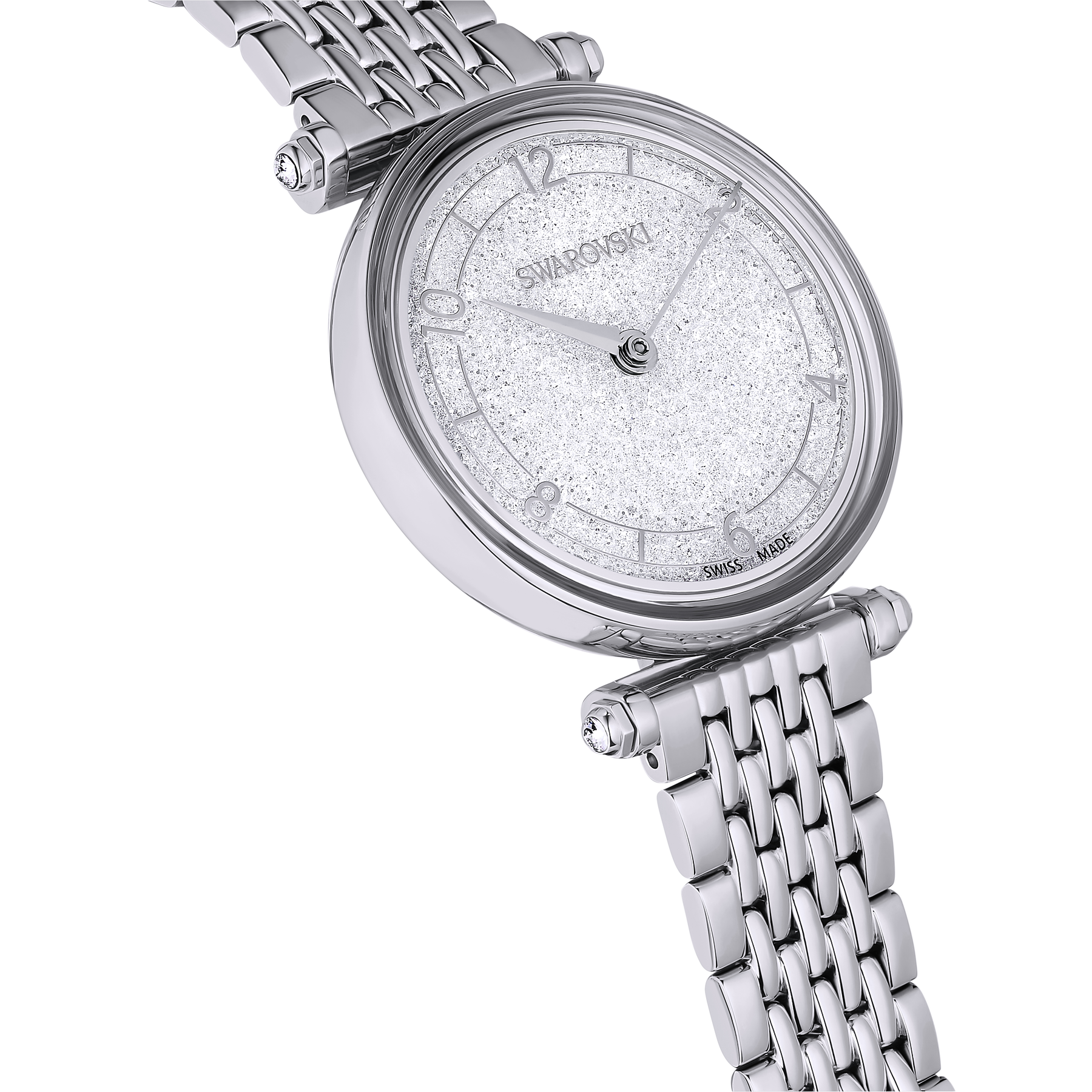 Swarovski Crystalline Wonder Swiss Made watch with silver-tone stainless steel metal bracelet and sparkling crystal accents