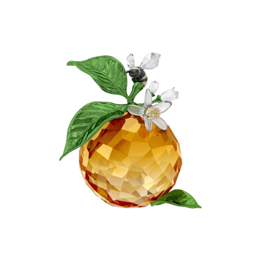 Swarovski Idyllia Clementine and Bee figurine with orange crystal Clementine and detailed bee design on a clear base