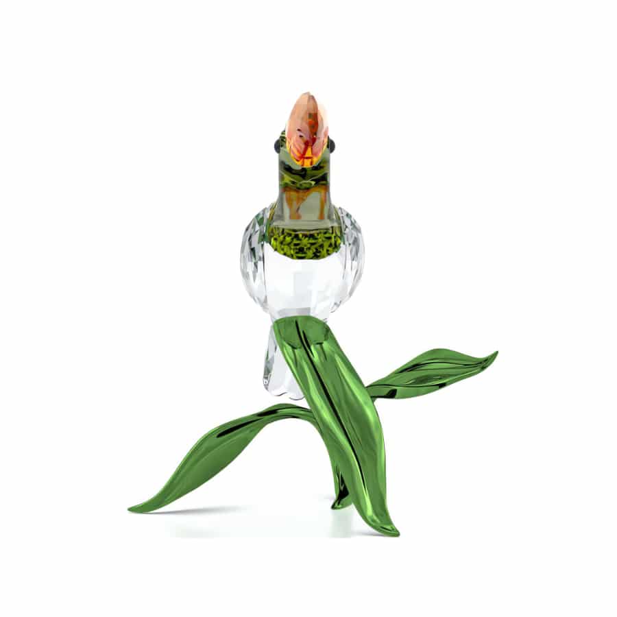 Swarovski Idyllia Toucan figurine with detailed crystal craftsmanship, showcasing vibrant colors and intricate feather design.