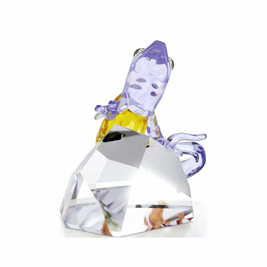 Swarovski Idyllia Gecko figurine with sparkling crystal details, showcasing intricate design and vibrant colors.