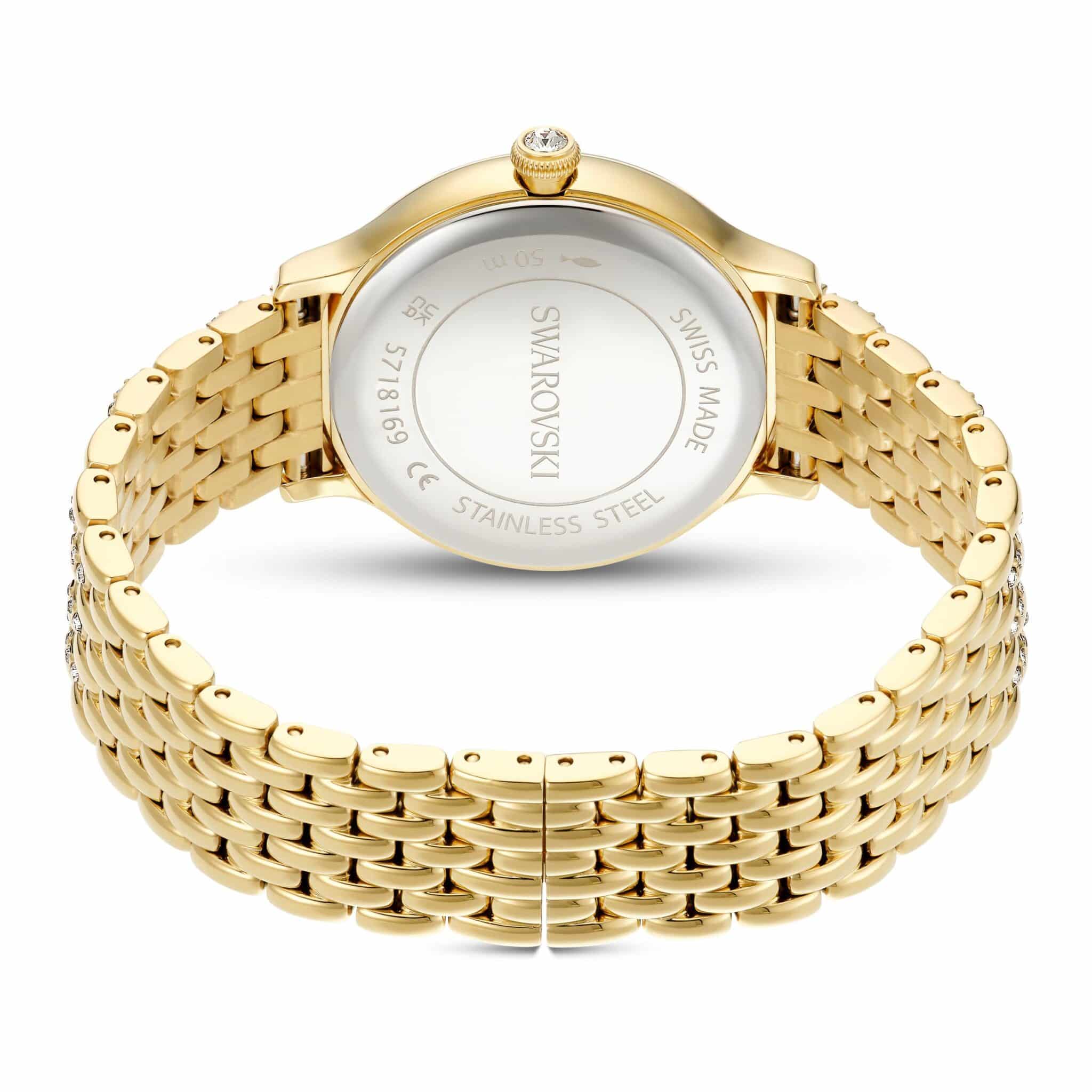 Swarovski Imber Swiss Made watch with gold-tone metal bracelet and finish, featuring a sleek, elegant design.
