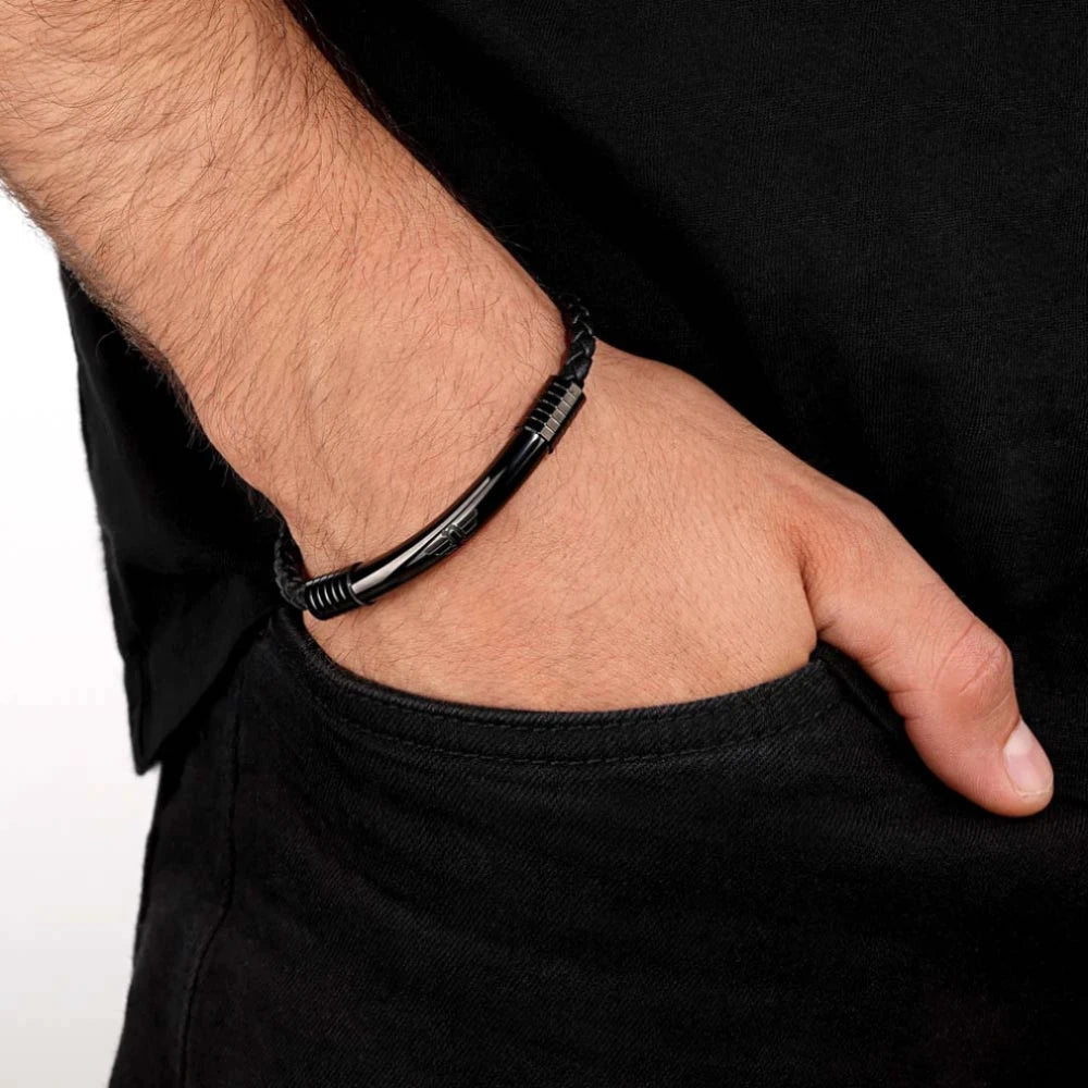 Police Bracelet Gear Black Leather -Police