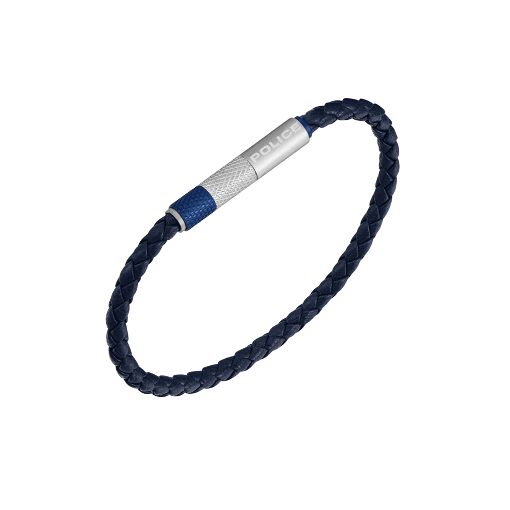 Police Bracelet Tube Navy Hardware Leather Large -Police