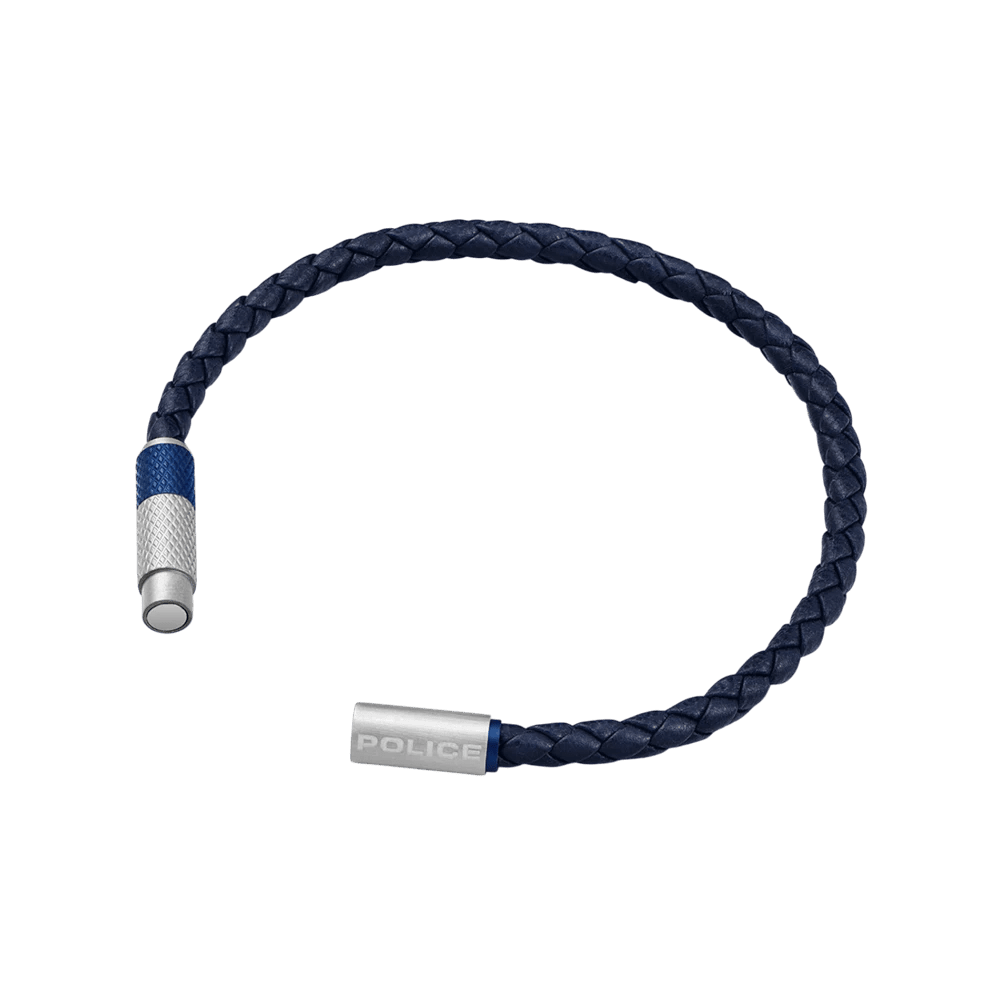 Police Bracelet Tube Navy Hardware Leather Large -Police