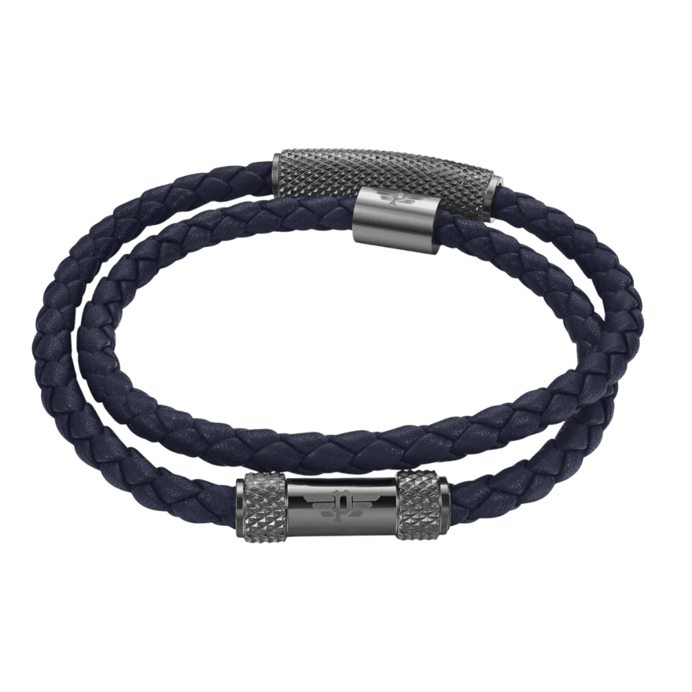 Police Bracelet Urban Texture Gun Blue Leather Wrap Around -Police