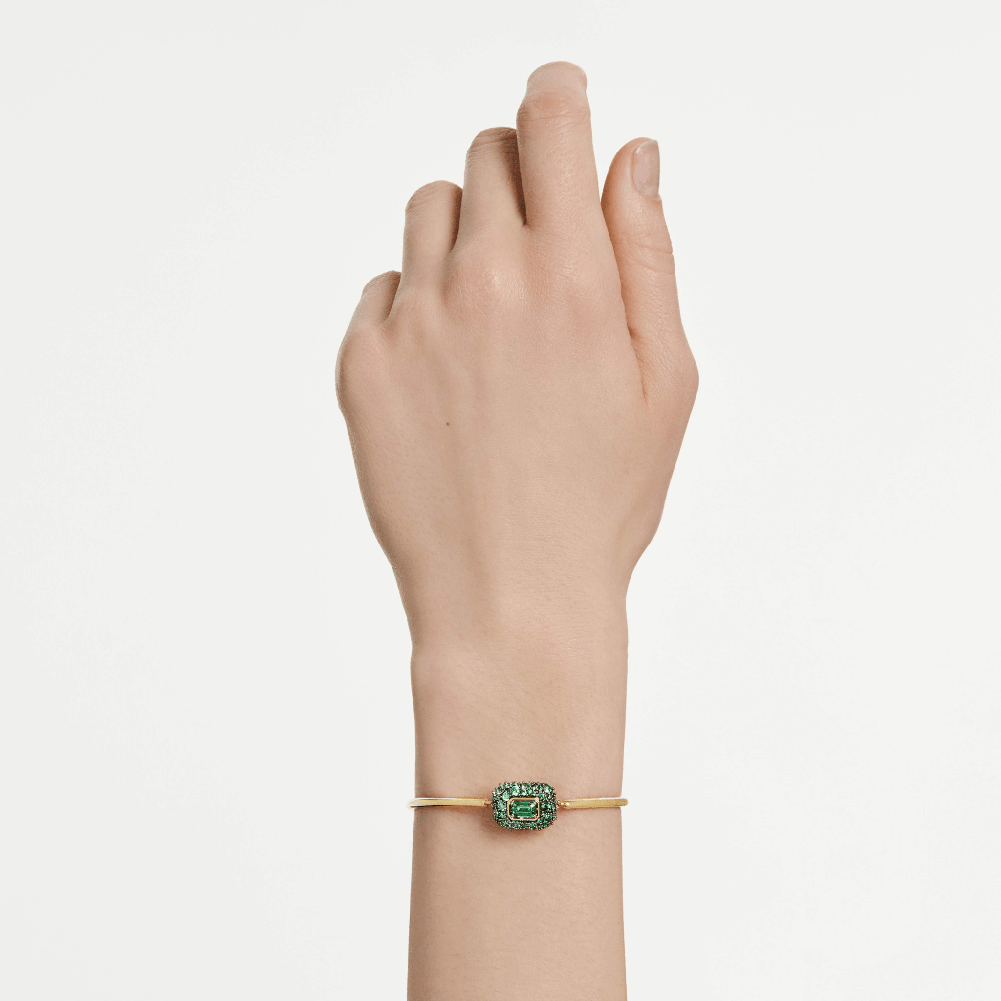 Sublima bangle, Octagon cut, Green, 18K gold finish -Swarovski