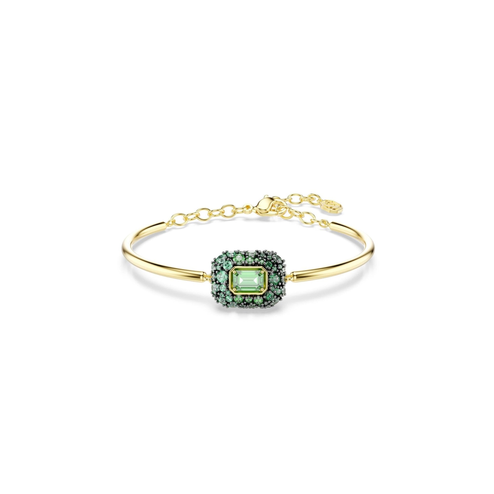 Sublima bangle, Octagon cut, Green, 18K gold finish -Swarovski