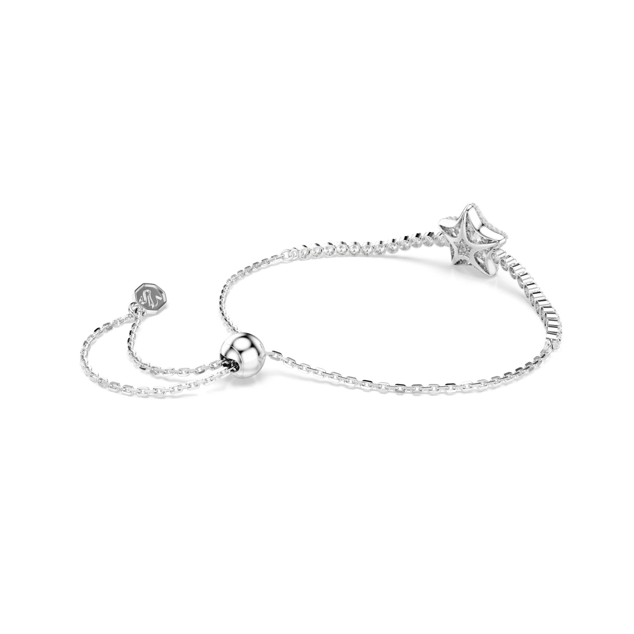 Sublima bracelet, Round cut, Star, White, Rhodium plated -Swarovski