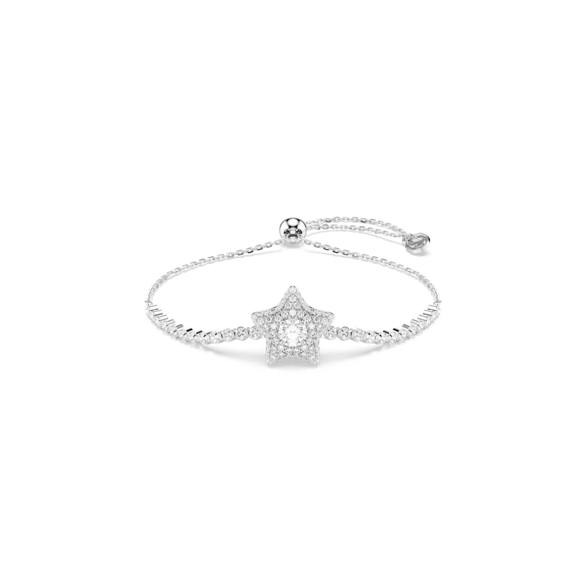 Sublima bracelet, Round cut, Star, White, Rhodium plated -Swarovski