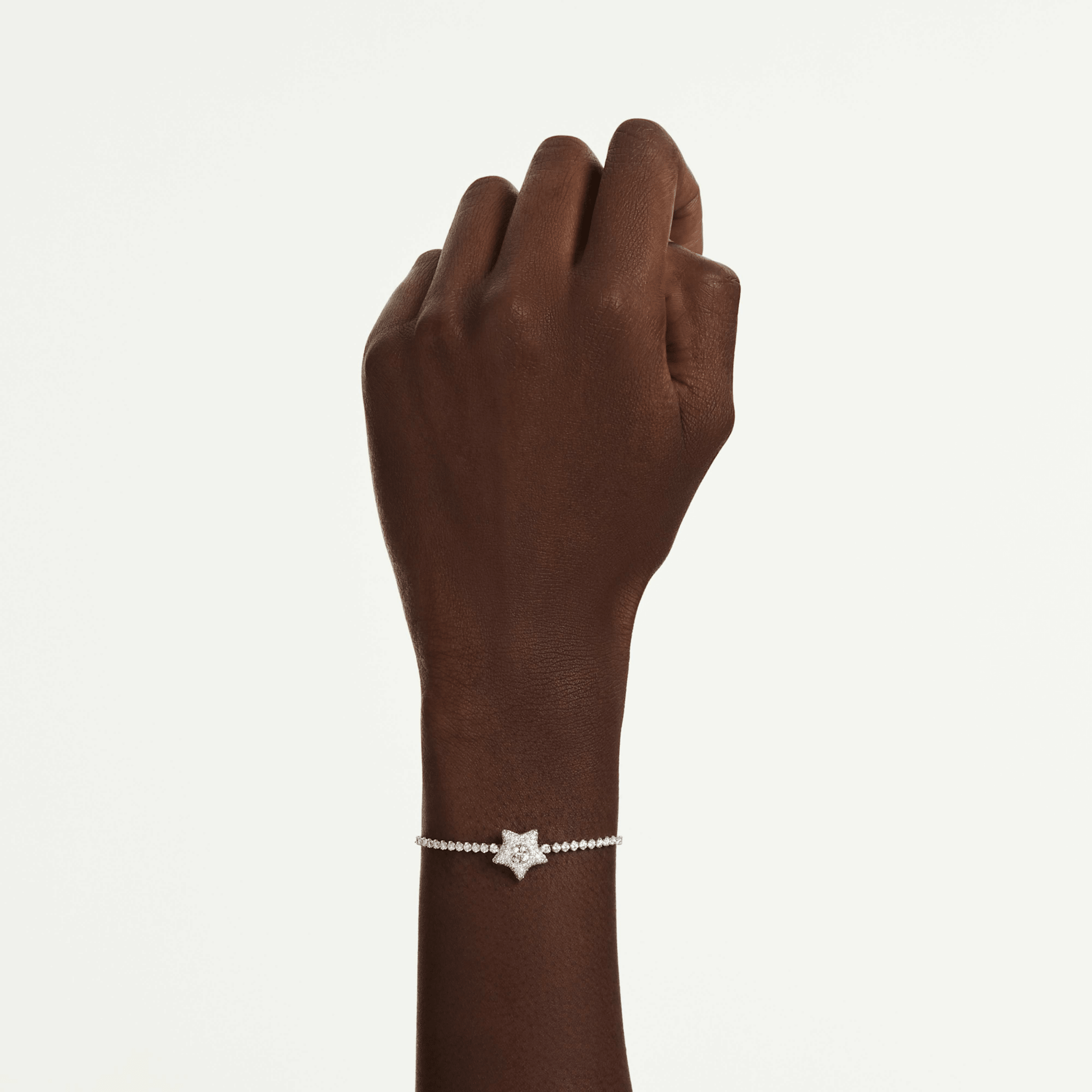 Sublima bracelet, Round cut, Star, White, Rhodium plated -Swarovski