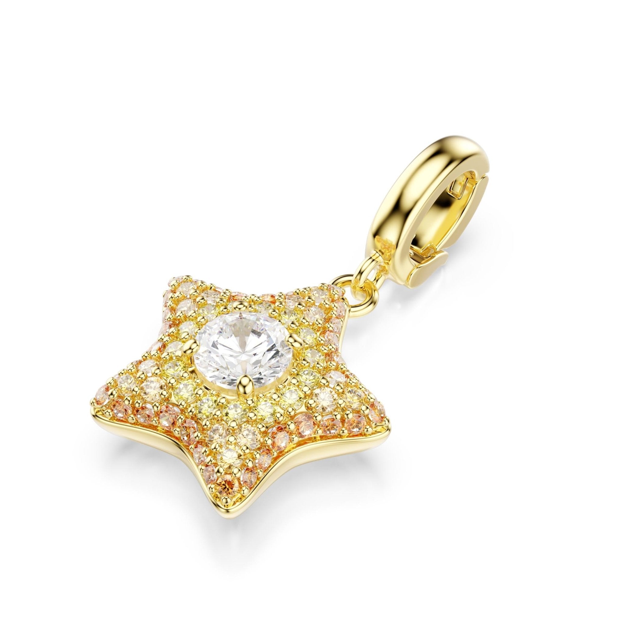 Sublima charm, Round cut, Star, Yellow, 18K gold finish -Swarovski