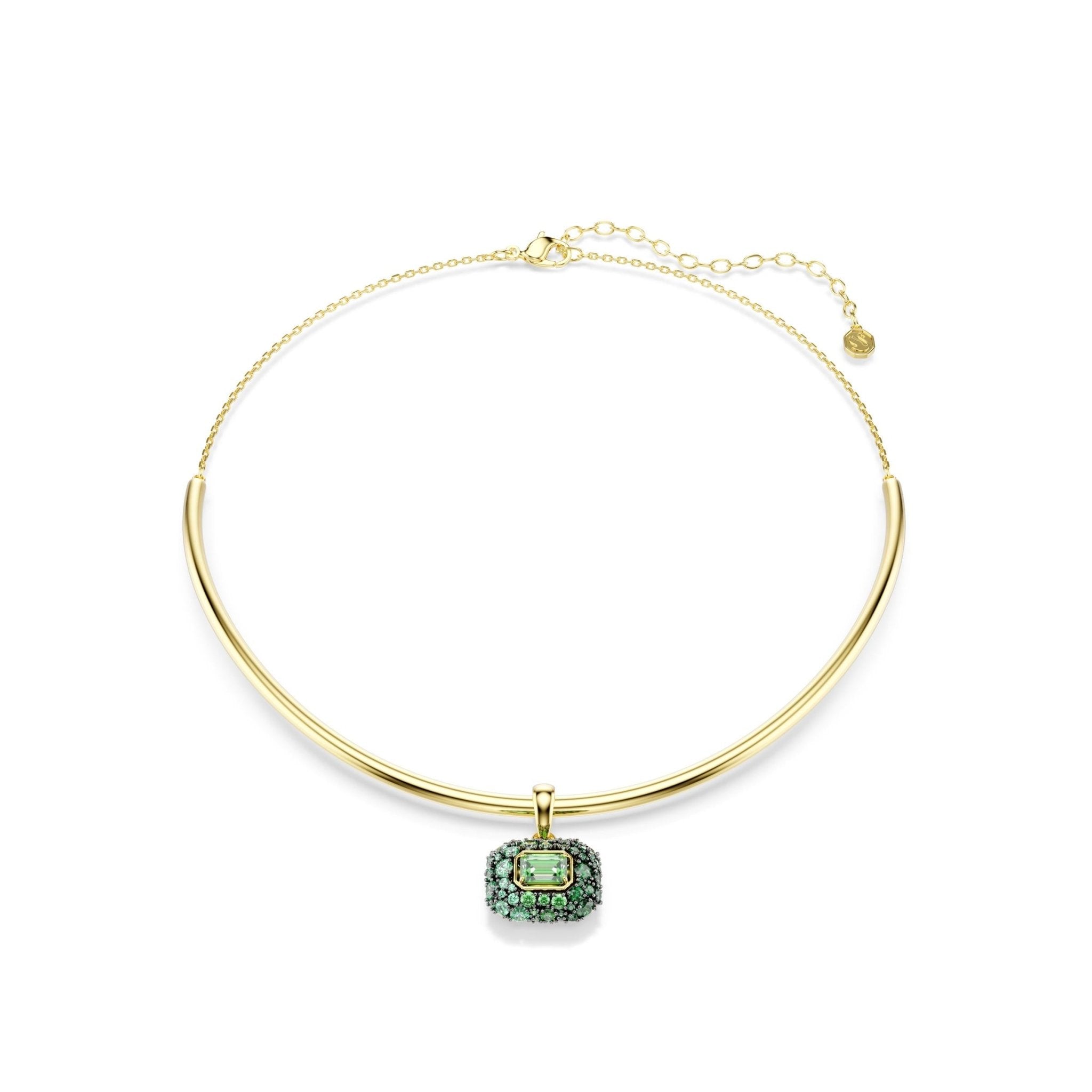 Sublima choker, Octagon cut, Green, 18K gold finish -Swarovski