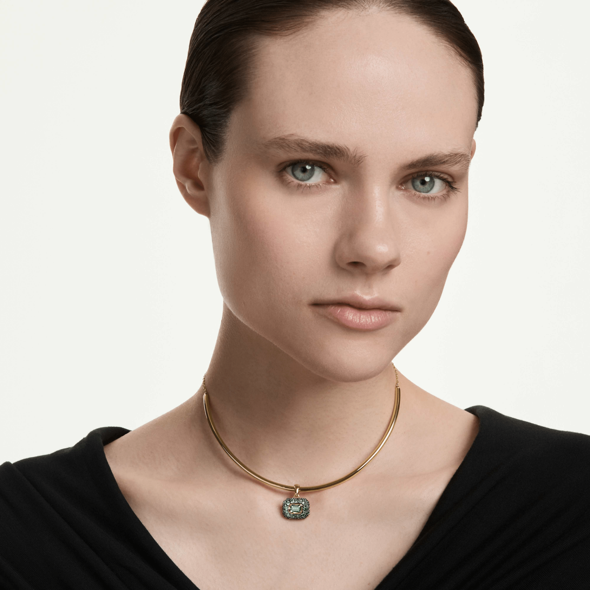 Sublima choker, Octagon cut, Green, 18K gold finish -Swarovski