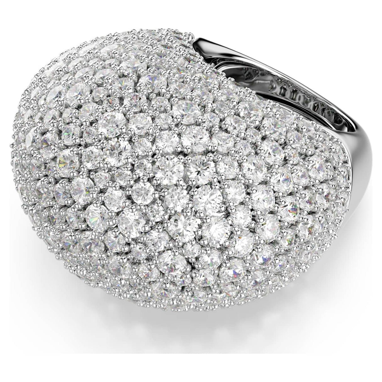 Sublima cocktail ring Large, White, Rhodium plated -Swarovski