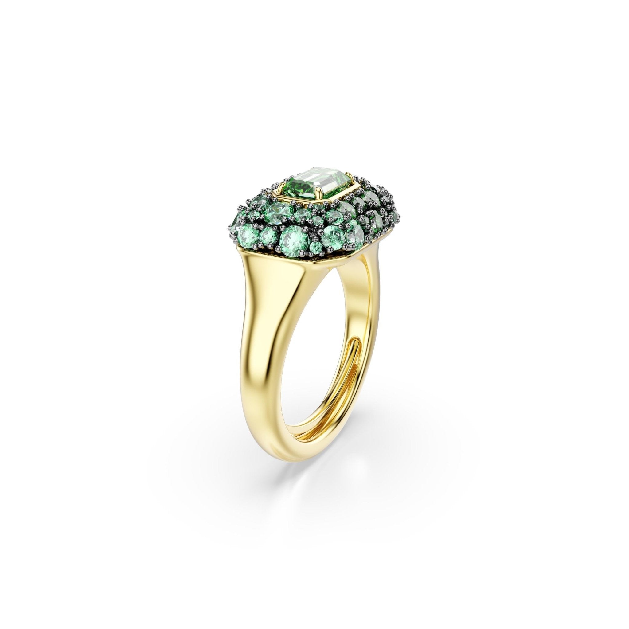 Sublima cocktail ring, Octagon cut, Green, 18K gold finish -Swarovski