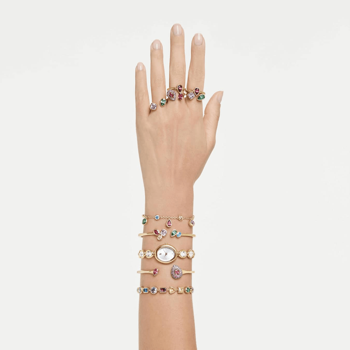 Sublima cocktail ring, Pear cut, Red, 18K gold finish -Swarovski