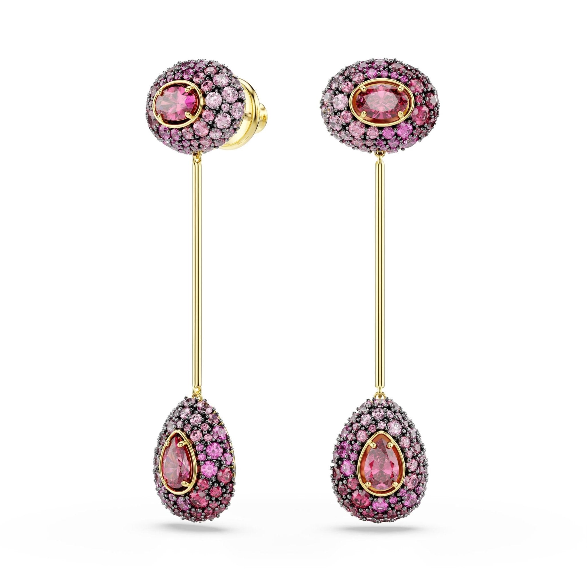 Sublima drop earrings, Pear cut, Red, 18K gold finish -Swarovski