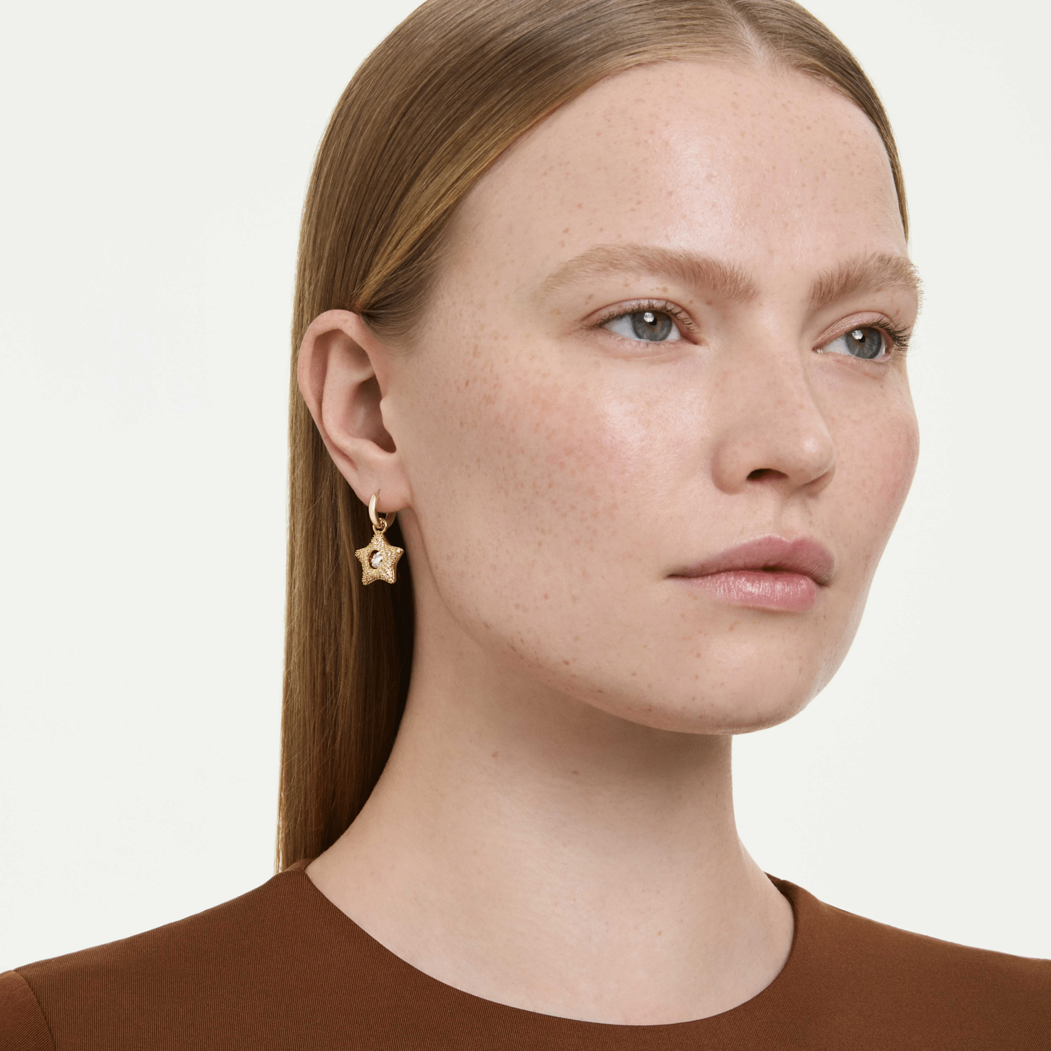 Sublima drop earrings, Round cut, Star, Multicolored, 18K gold finish -Swarovski