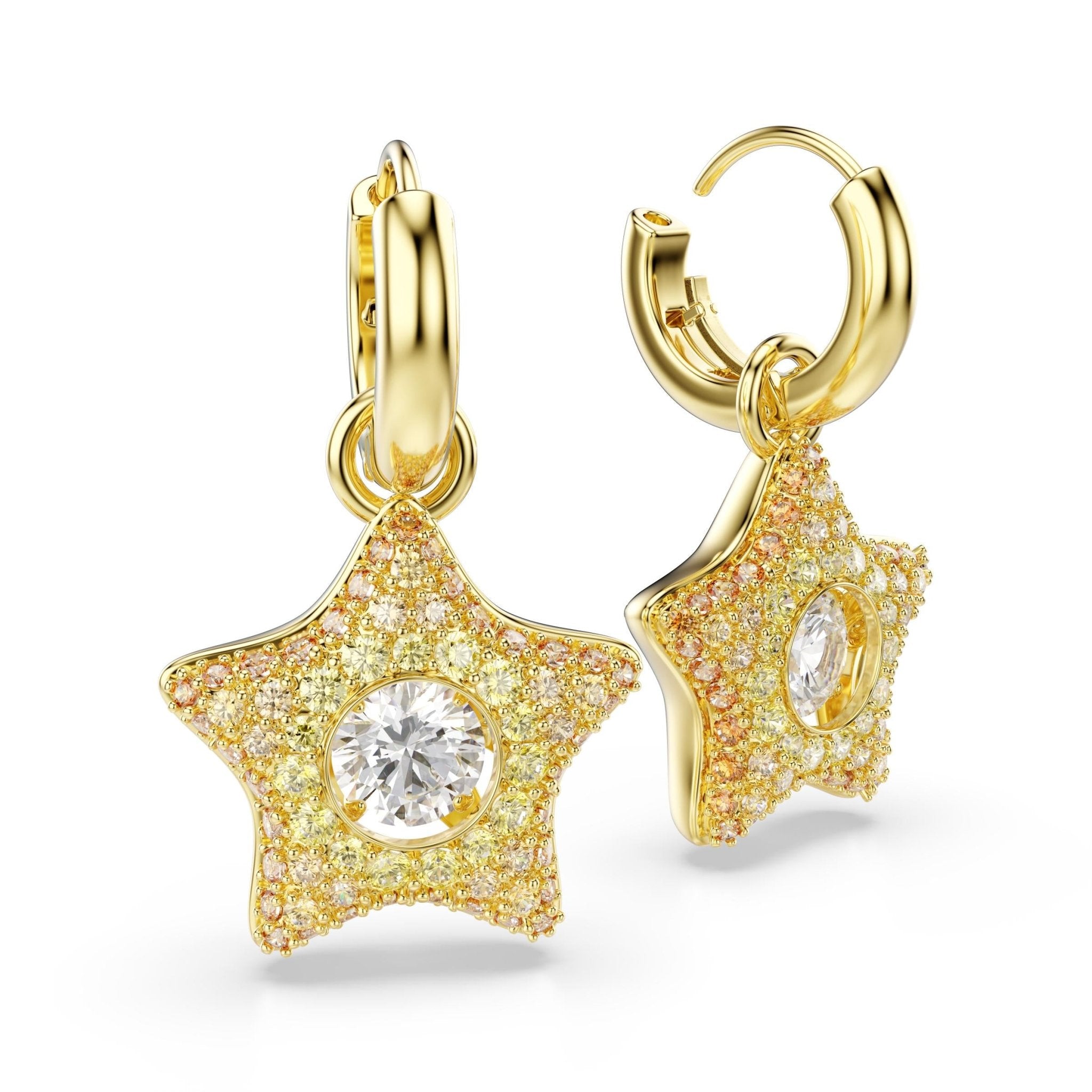 Sublima drop earrings, Round cut, Star, Multicolored, 18K gold finish -Swarovski