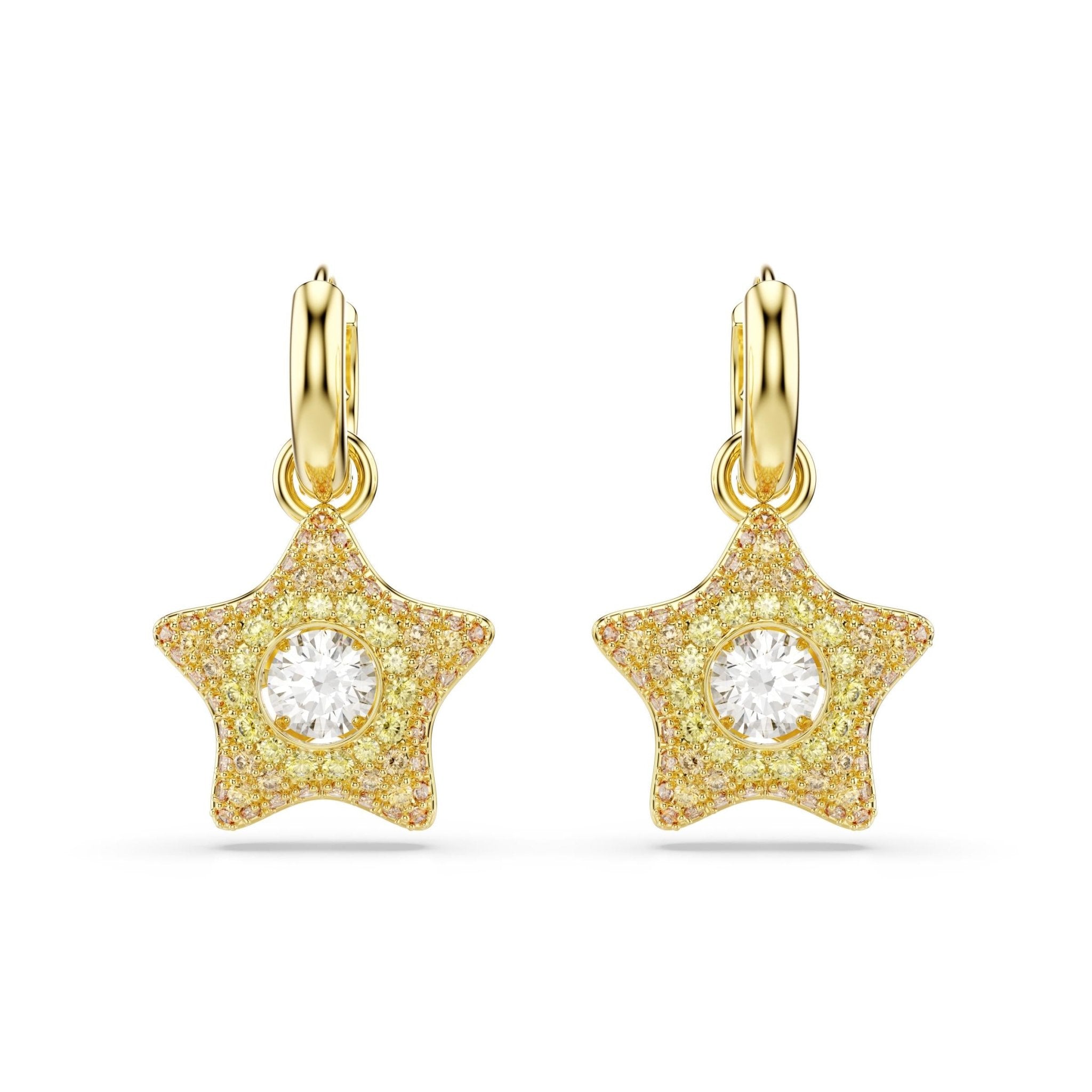 Sublima drop earrings, Round cut, Star, Multicolored, 18K gold finish -Swarovski