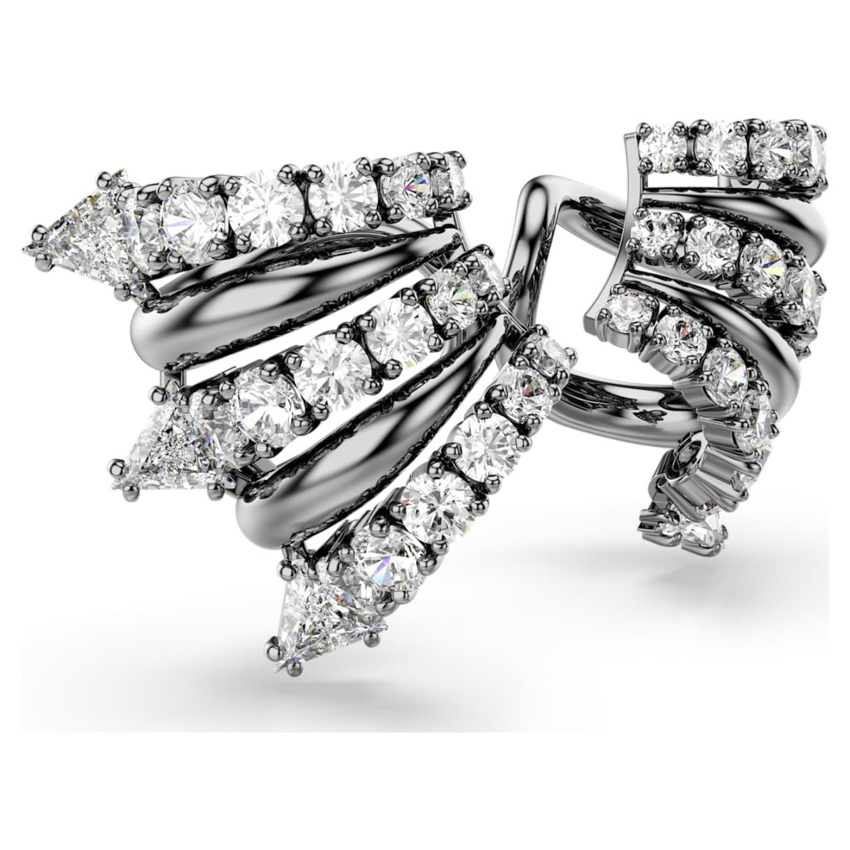 Sublima ear cuffs White, Ruthenium plated -Swarovski