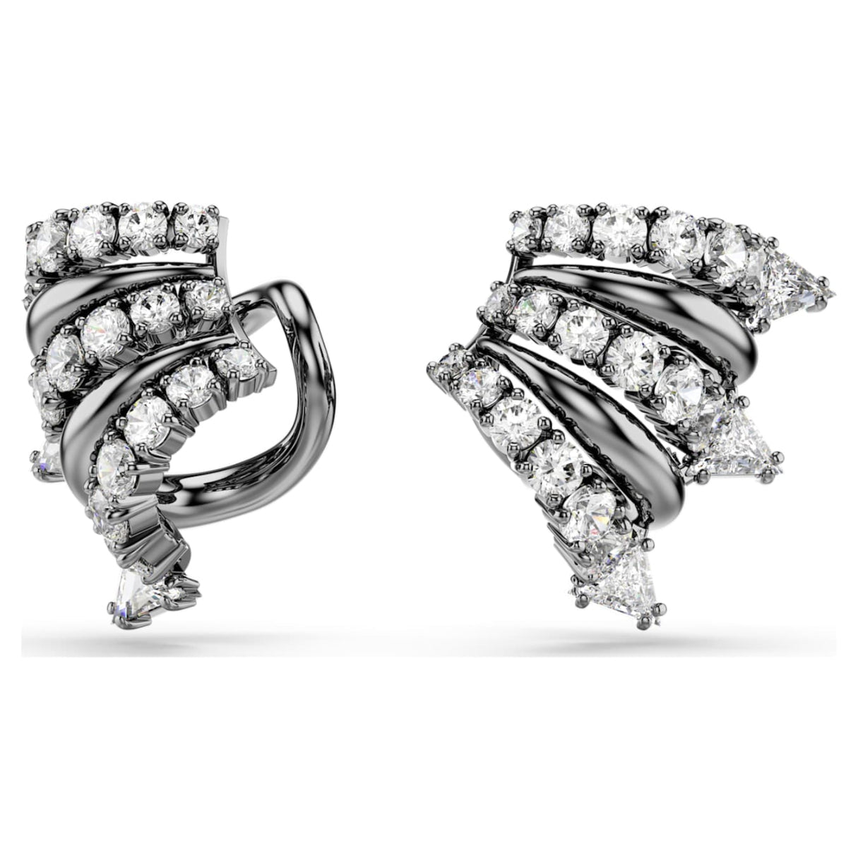 Sublima ear cuffs White, Ruthenium plated -Swarovski