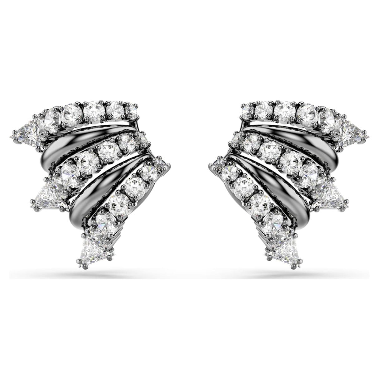 Sublima ear cuffs White, Ruthenium plated -Swarovski