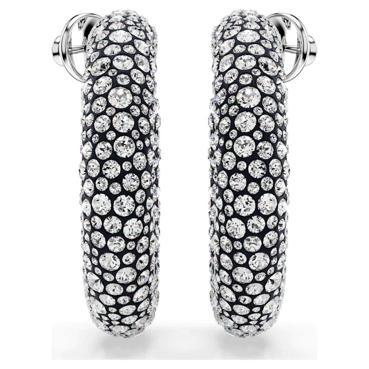 Sublima hoop earrings Mixed round cuts, White, Rhodium plated -Swarovski