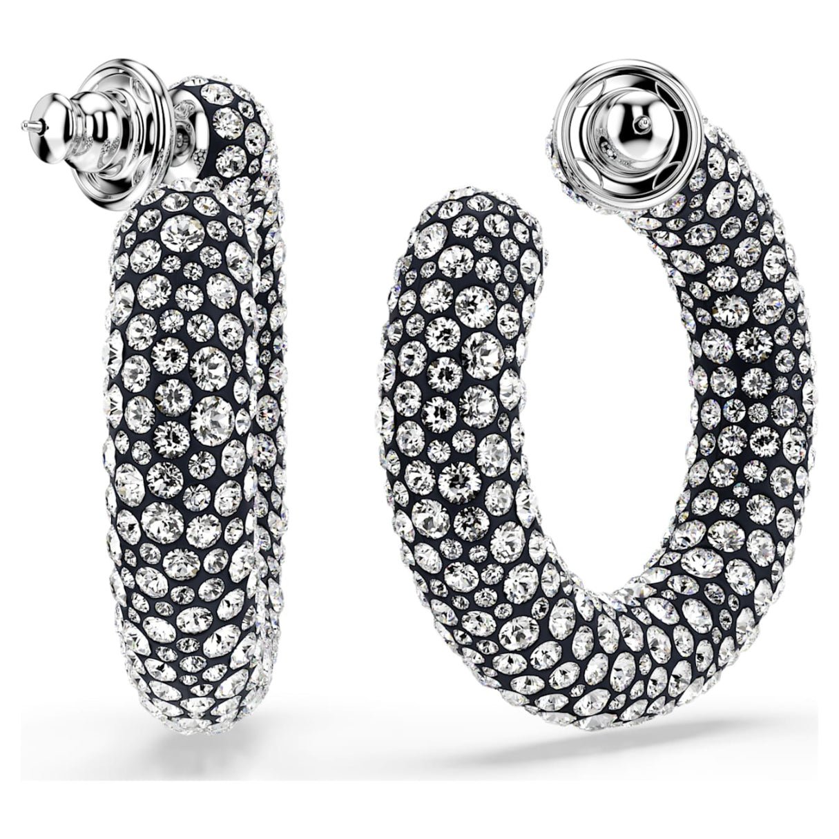 Sublima hoop earrings Mixed round cuts, White, Rhodium plated -Swarovski