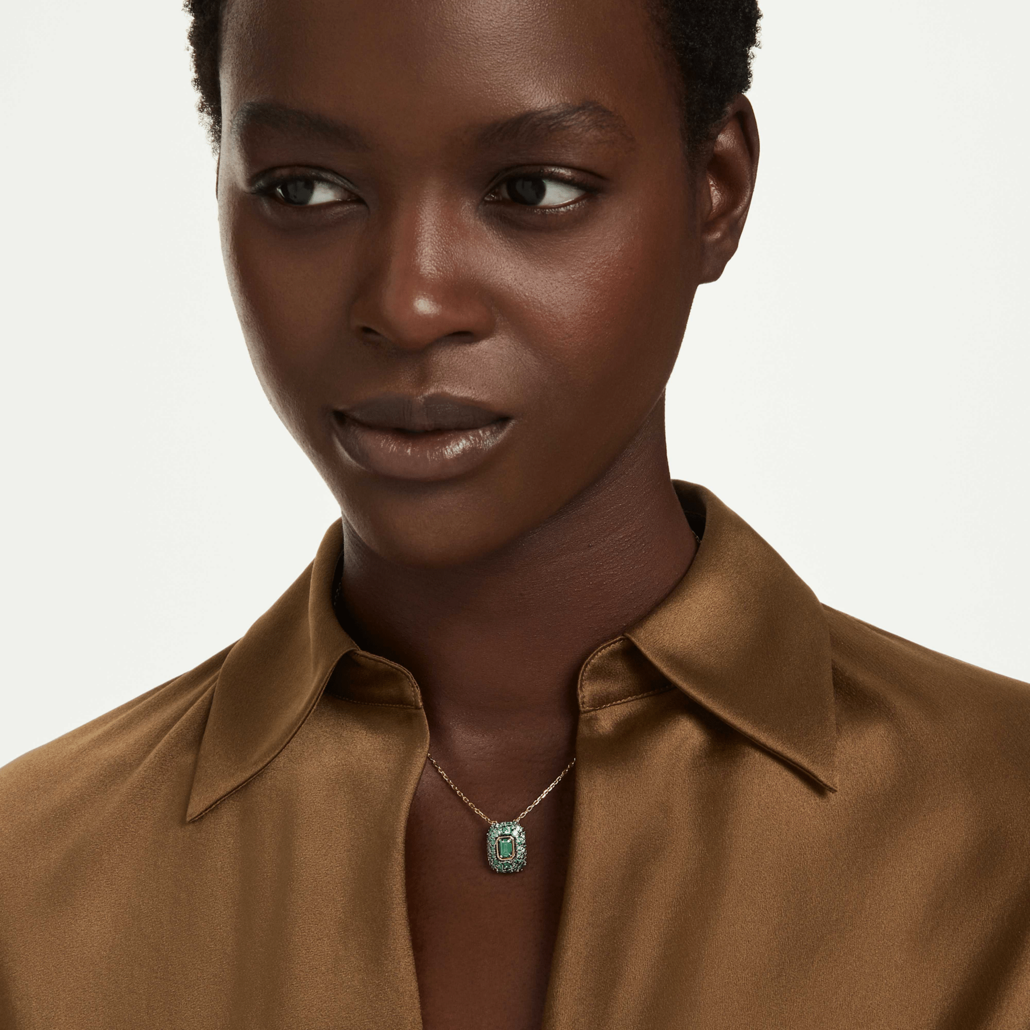Sublima pendant, Octagon cut, Green, 18K gold finish -Swarovski