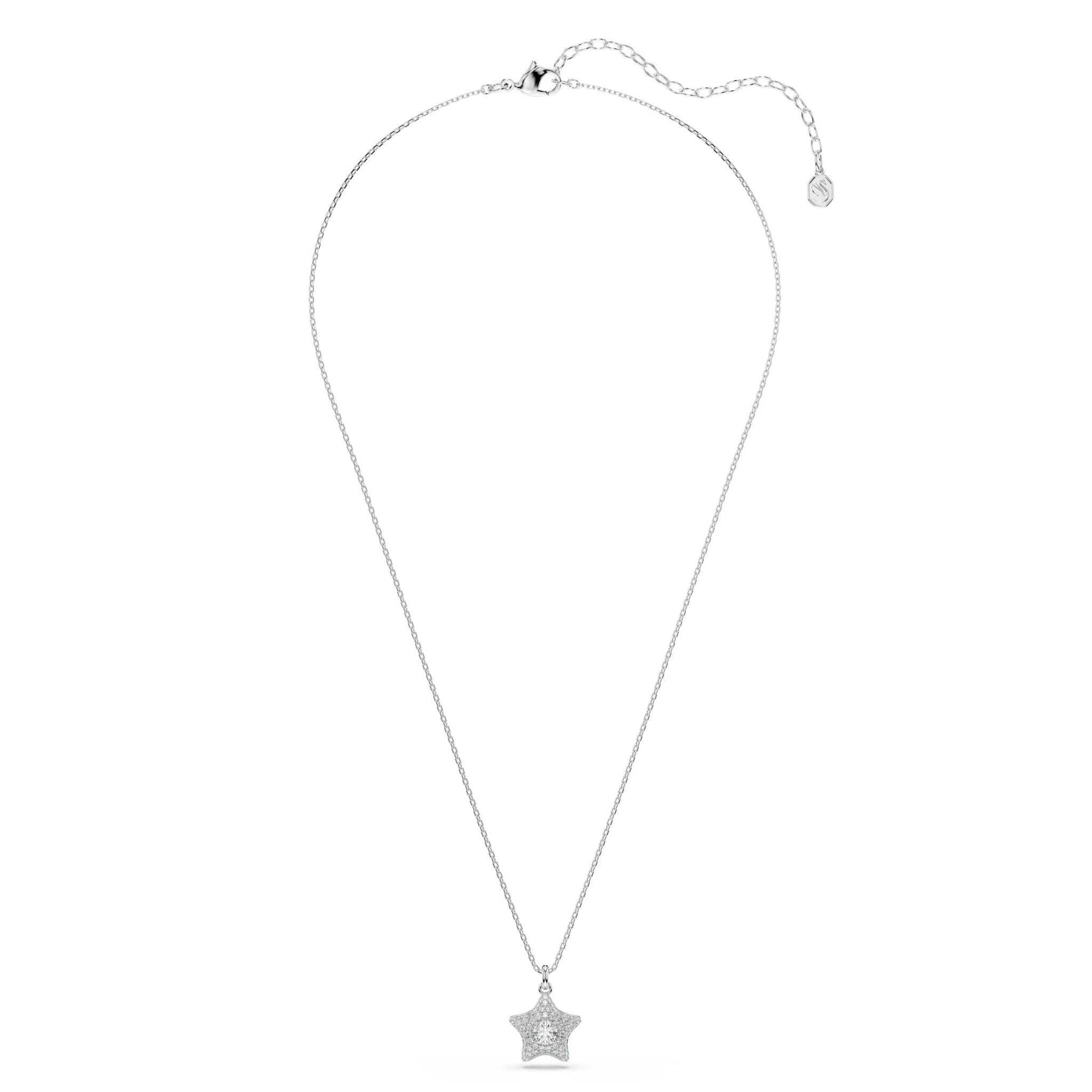 Sublima pendant, Round cut, Star, White, Rhodium plated -Swarovski