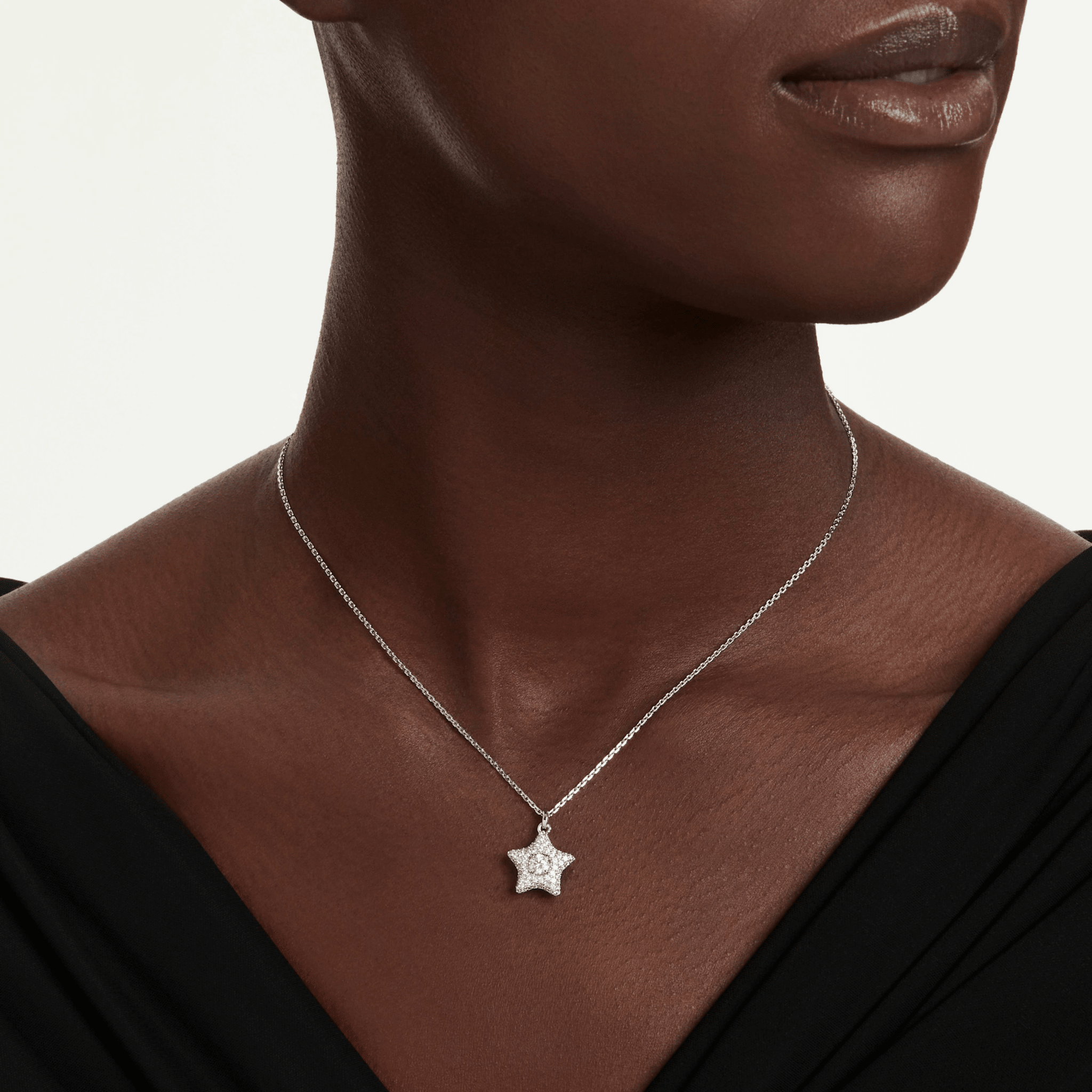 Sublima pendant, Round cut, Star, White, Rhodium plated -Swarovski