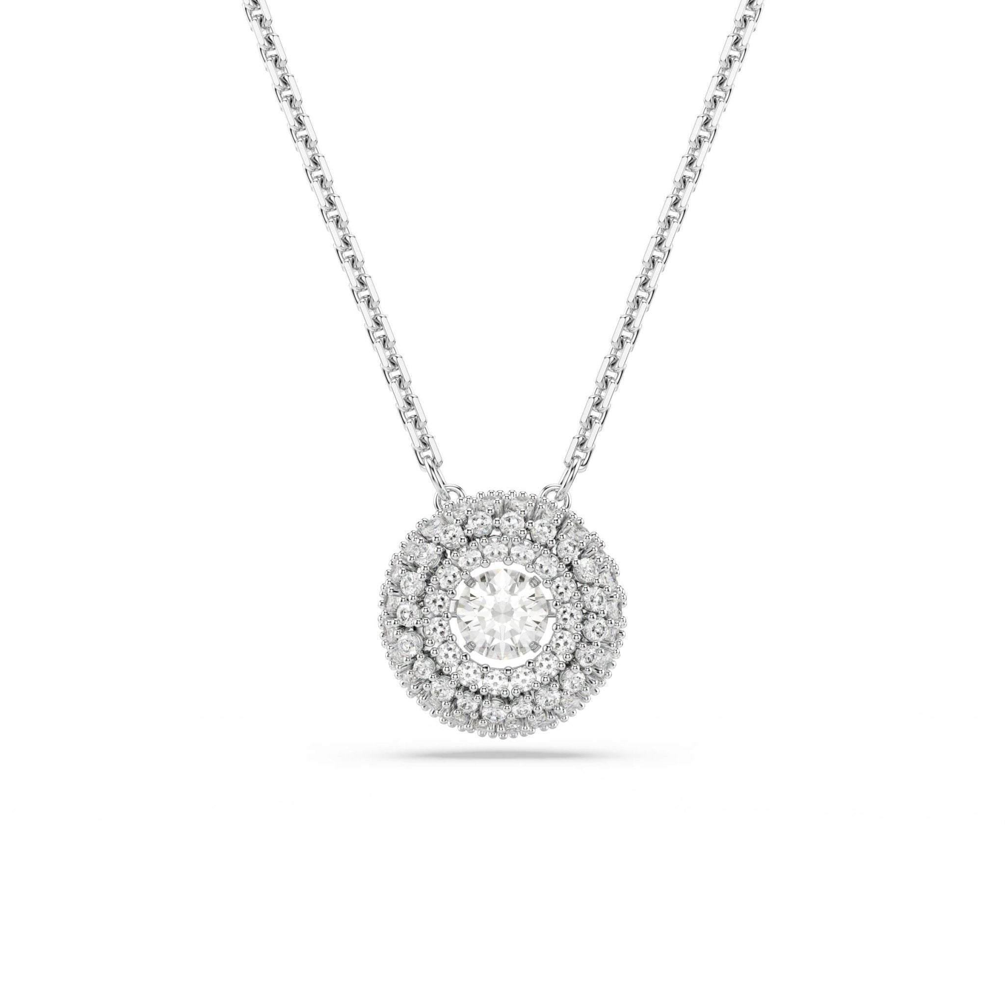 Sublima pendant, Round cut, White, Rhodium plated -Swarovski