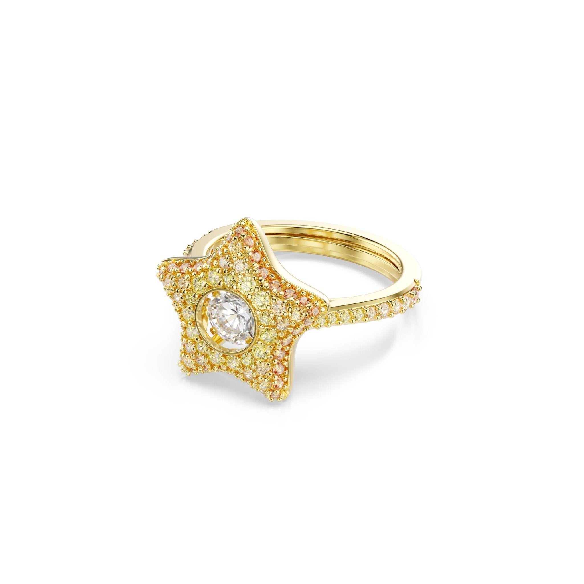 Sublima ring, Round cut, Star, Multicolored, 18K gold finish -Swarovski