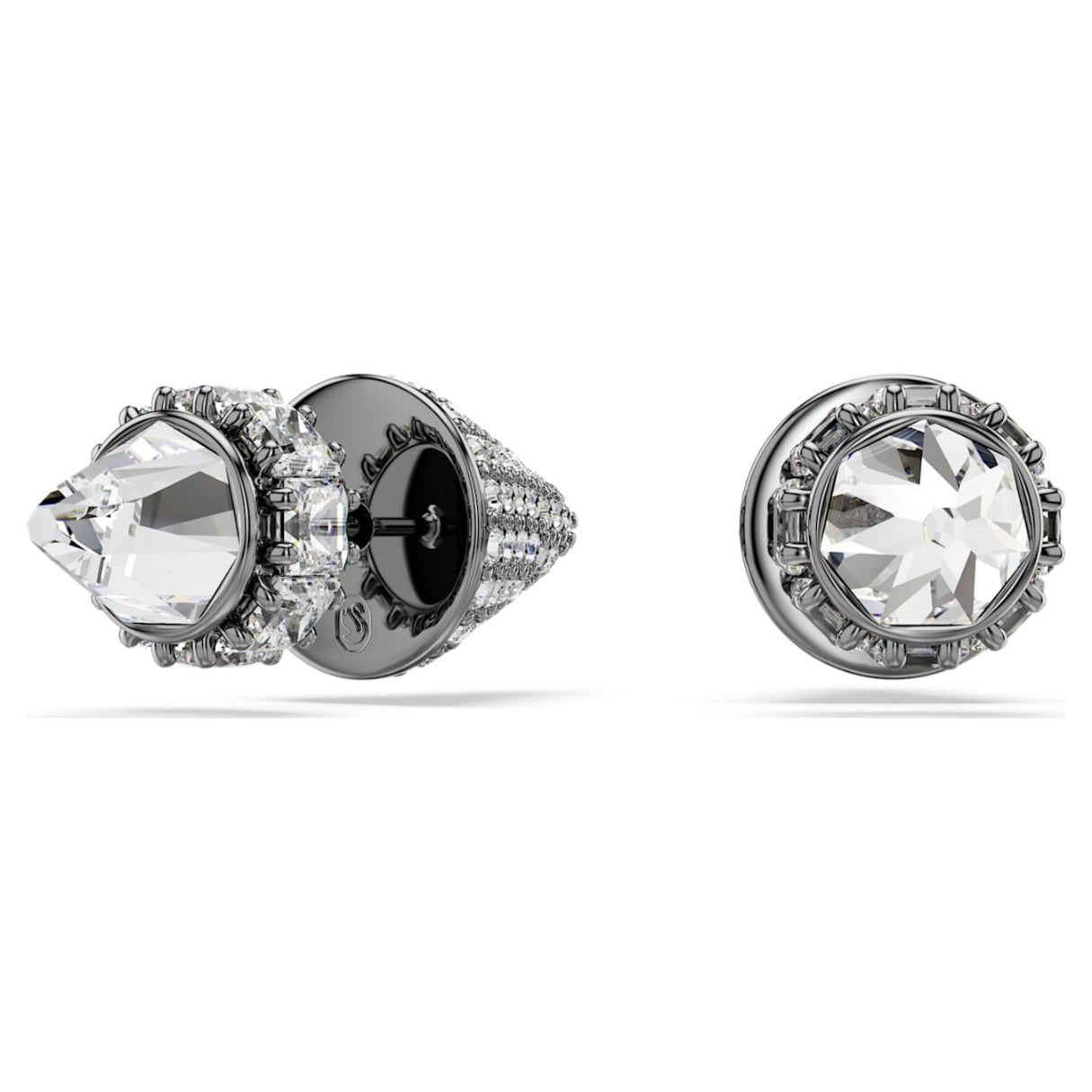 Sublima stud earrings Spike, White, Ruthenium plated -Swarovski