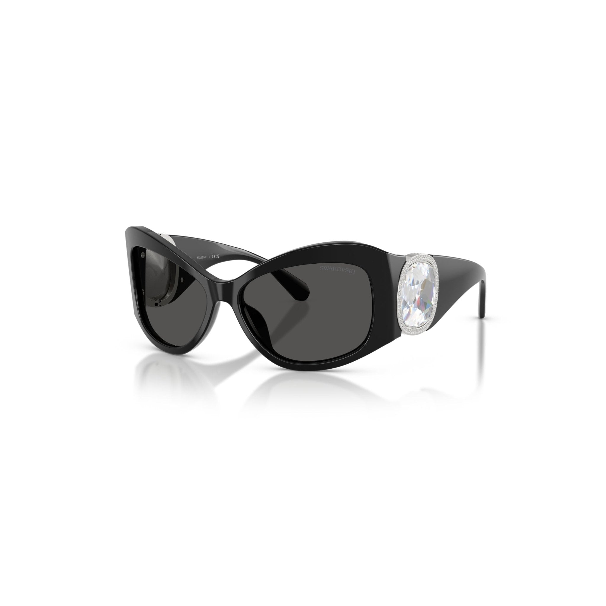 Sunglasses, Butterfly shape, SK6074, Black -Swarovski