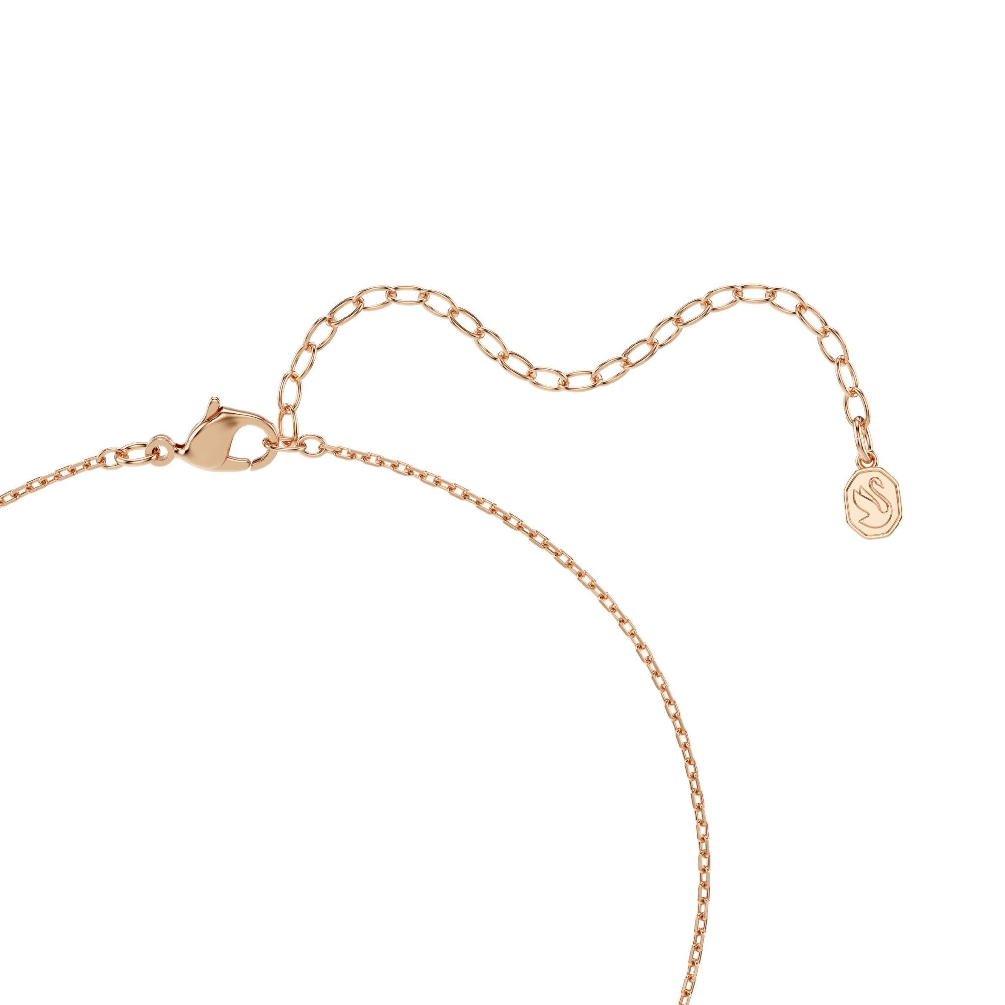 Swan pendant, Mixed cuts, Swan, Black, 18K rose gold finish -Swarovski