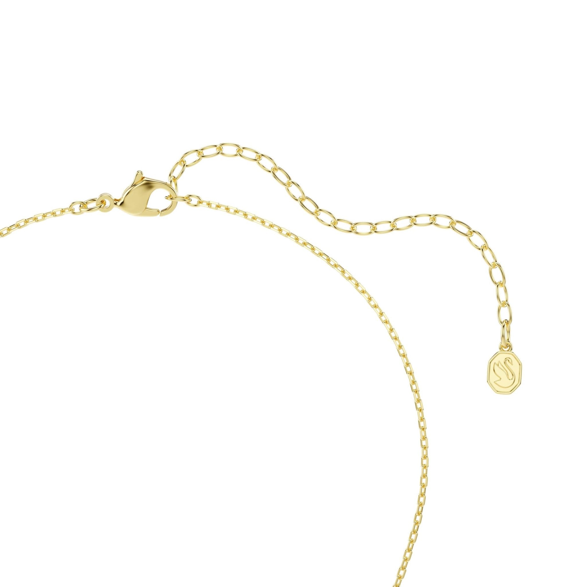 Swan pendant, Mixed cuts, Swan, White, 18K gold finish -Swarovski