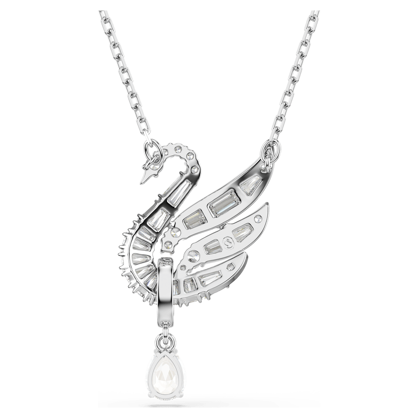 Swan Vienna pendant, White, Rhodium plated -Swarovski