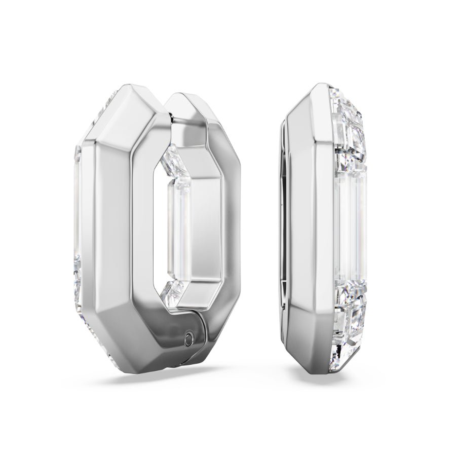 Swaroski Lucent Hoop Earrings, Octagon Shape, Small, White -Swarovski