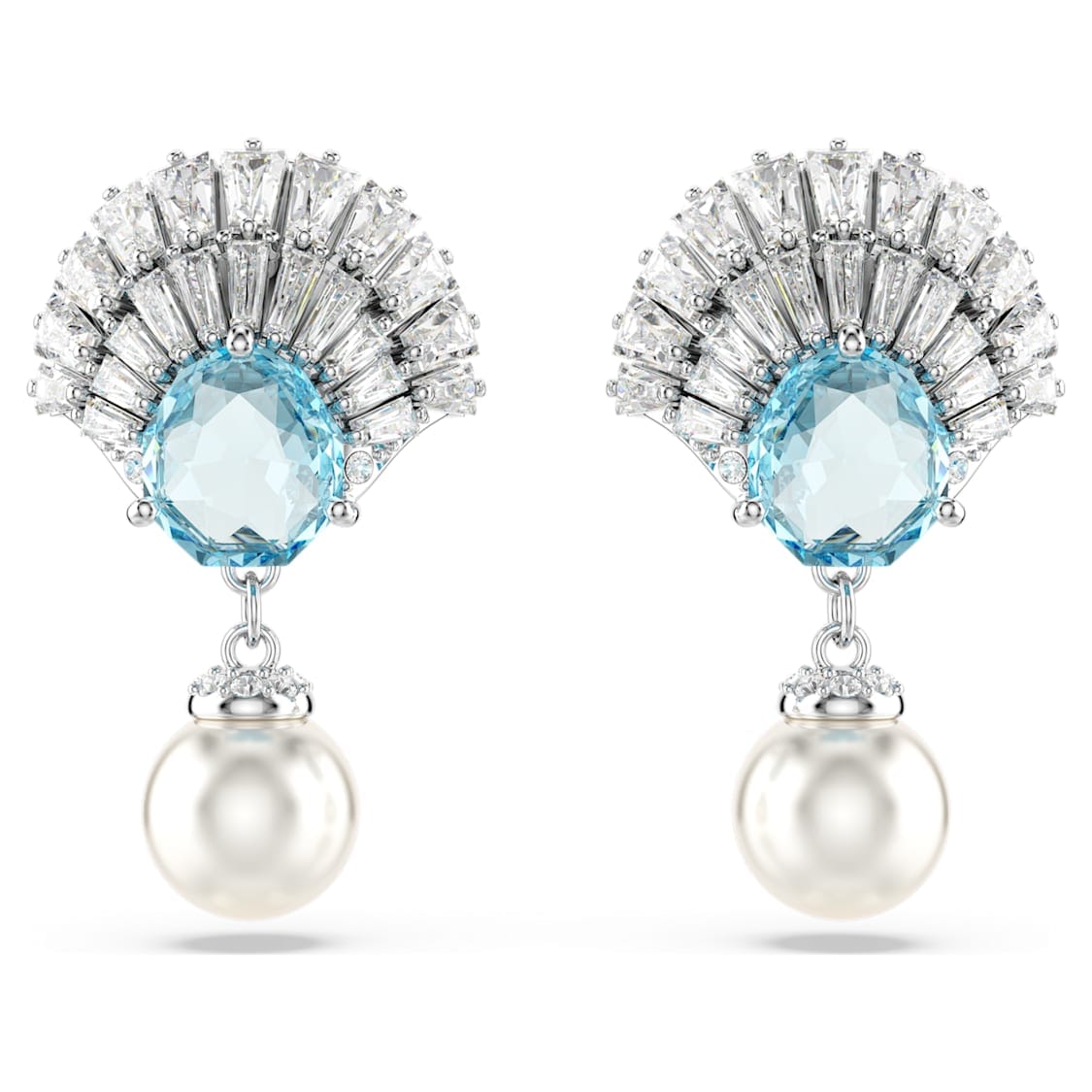 Swarosvki Idyllia Drop Earrings Shell Blue Rhodium Plated -Swarovski