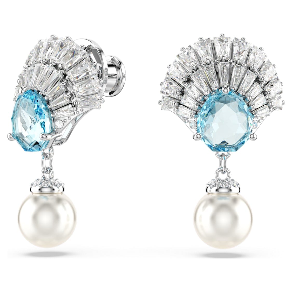 Swarosvki Idyllia Drop Earrings Shell Blue Rhodium Plated -Swarovski