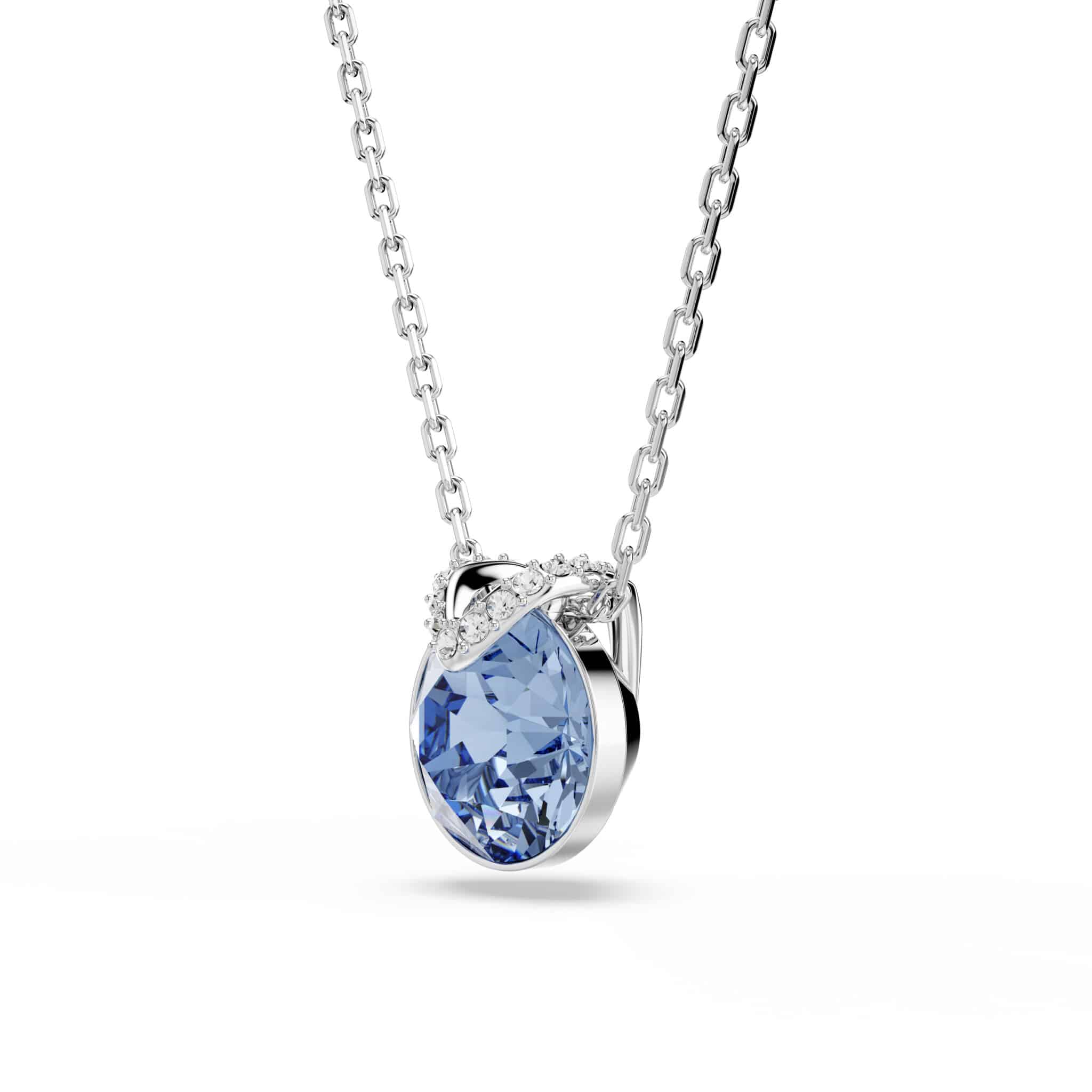 Swarovski Bella Pendant Blue, Rhodium Plated -Swarovski