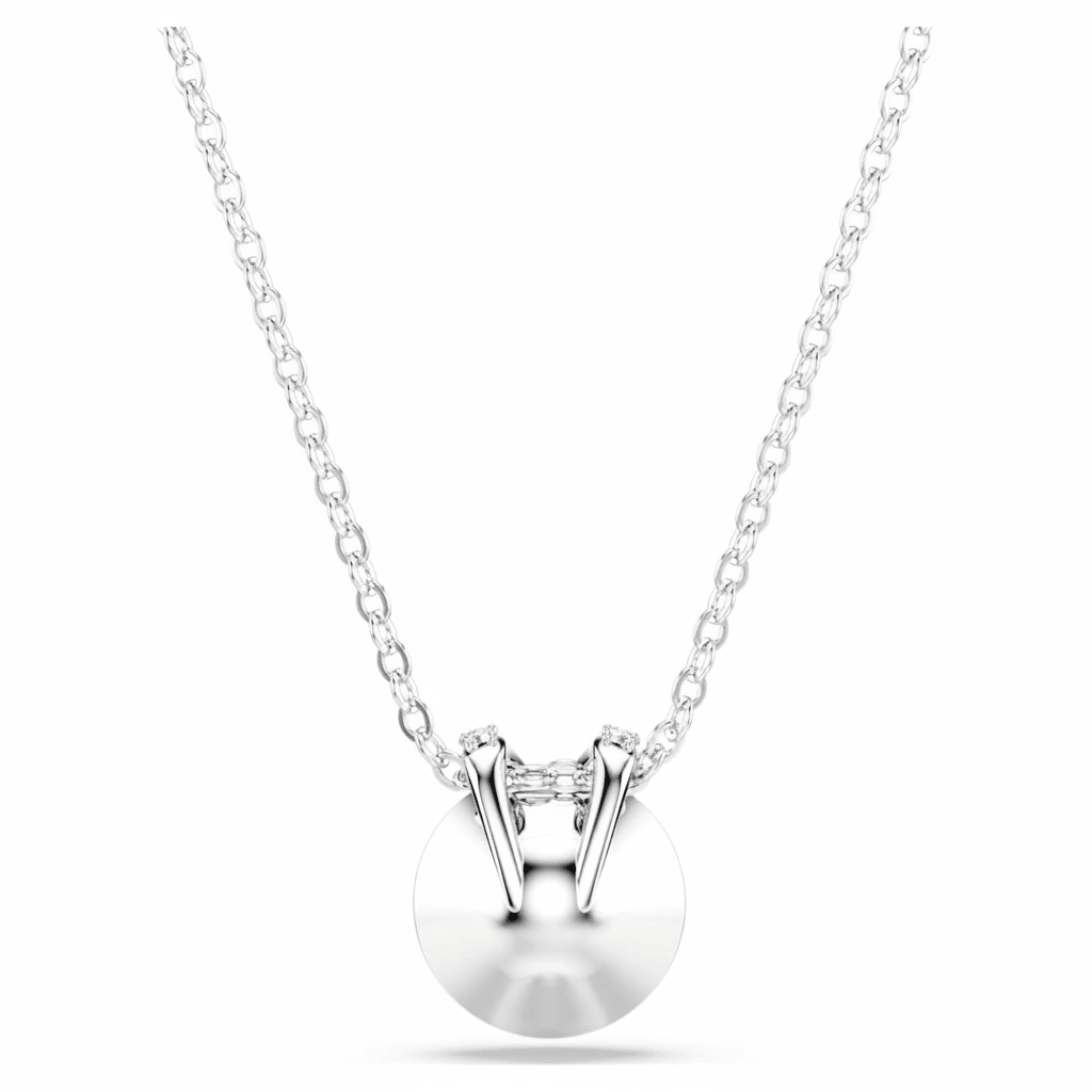 Swarovski Bella V Pendant Round Cut, Green, Rhodium Plated -Swarovski