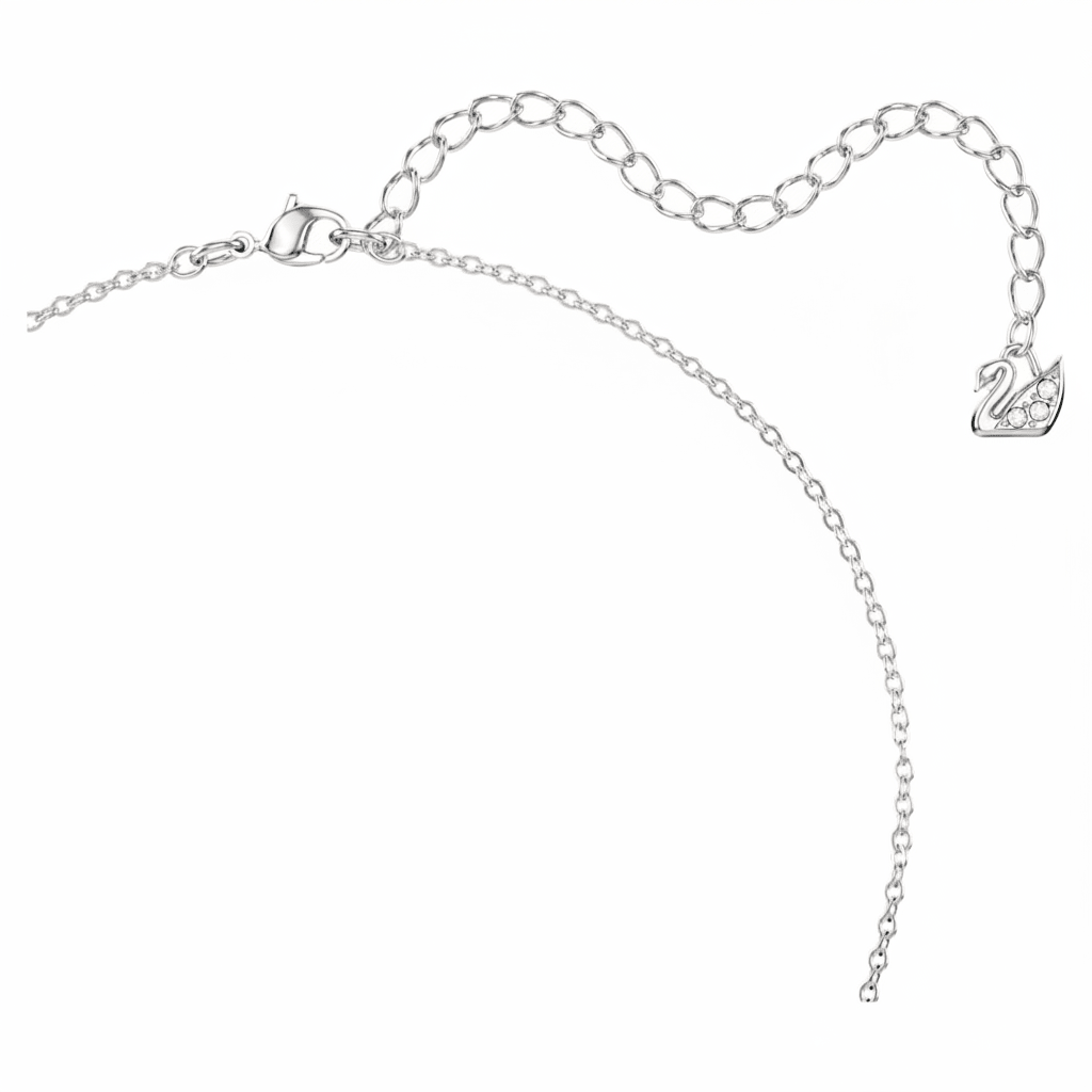 Swarovski Bella V Pendant Round Cut, Green, Rhodium Plated -Swarovski