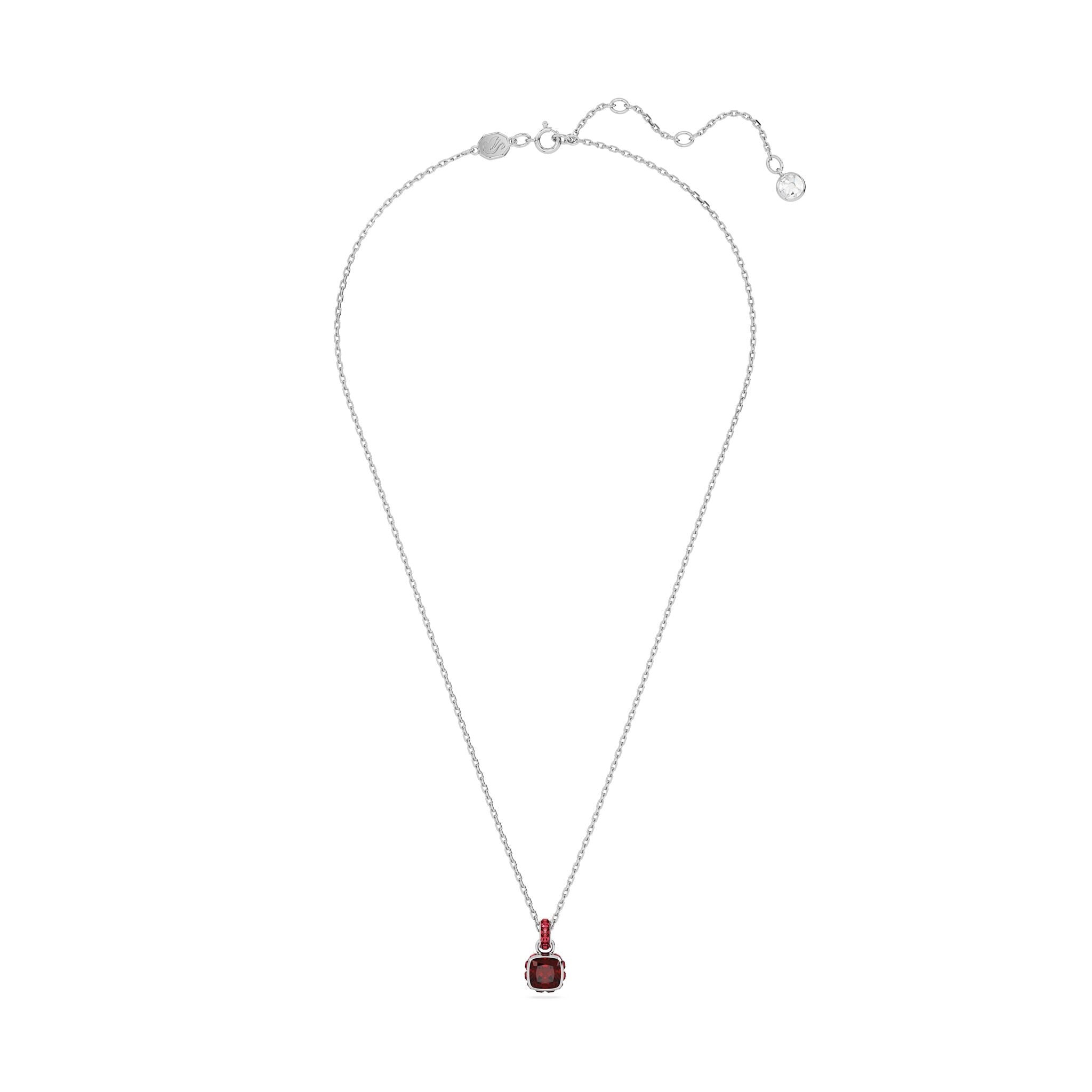 Swarovski Birthstone Pendant, Square cut, January, Red, Rhodium Plated -Swarovski