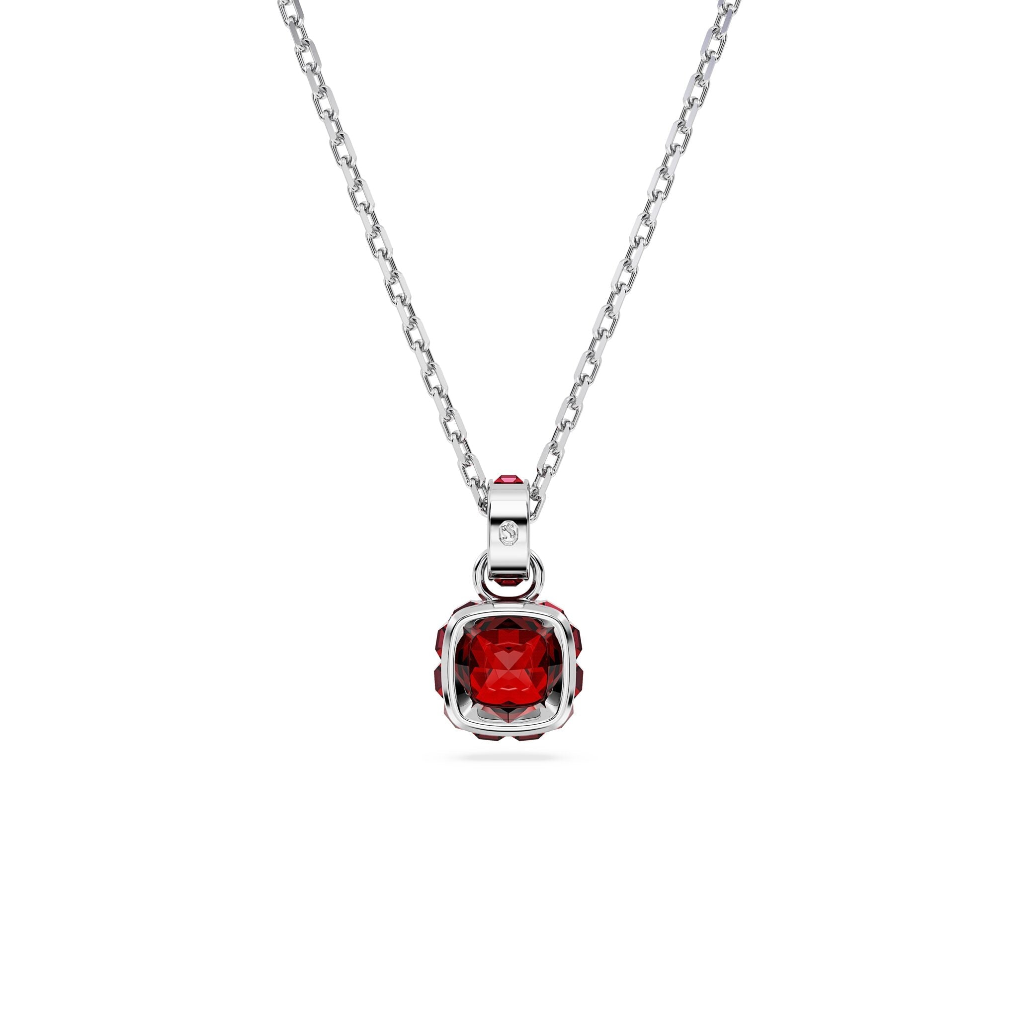Swarovski Birthstone Pendant, Square cut, January, Red, Rhodium Plated -Swarovski